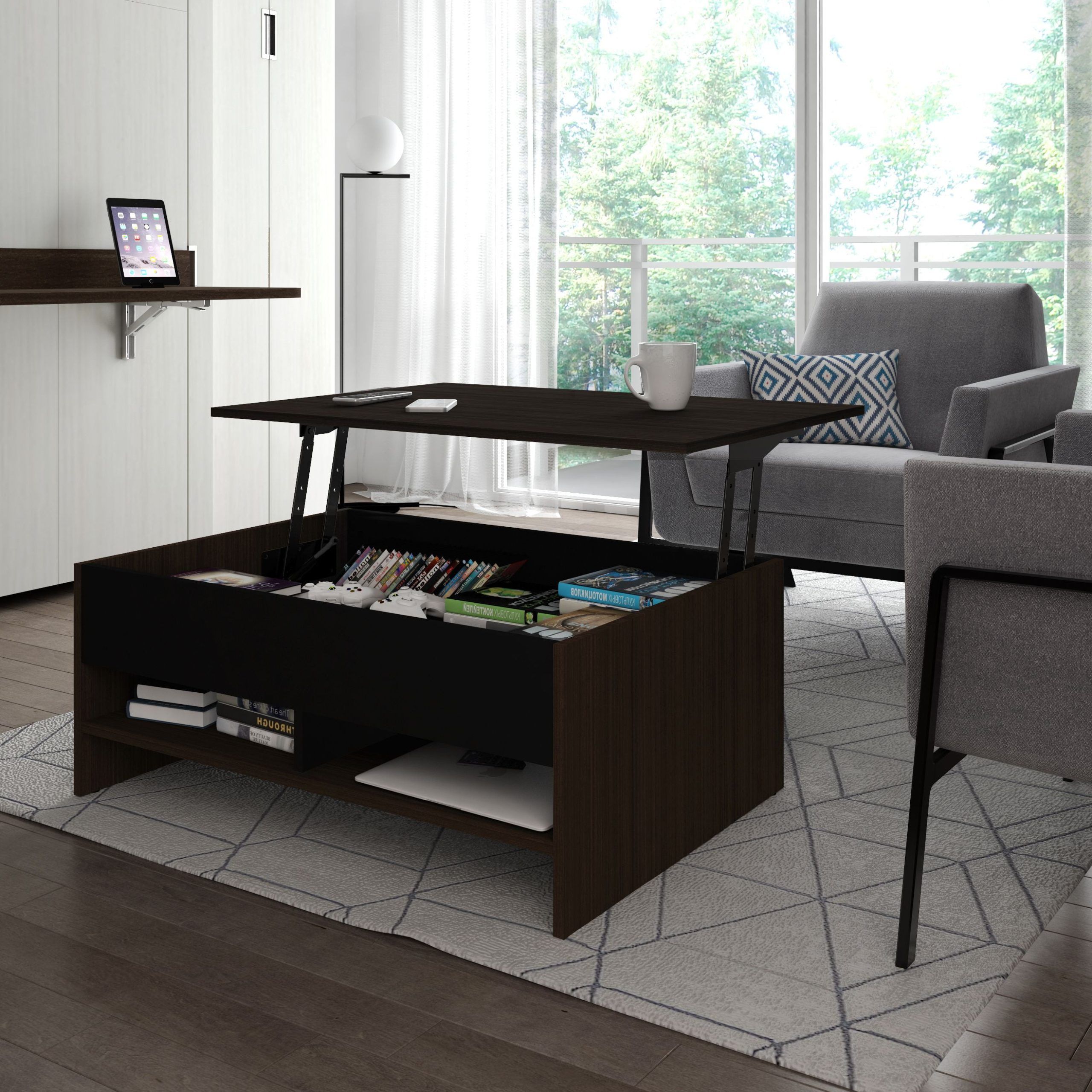 2019 Lift Top Coffee Tables With Storage For Bestar Small Space Lift Top Storage Coffee Table – Walmart (View 11 of 15)