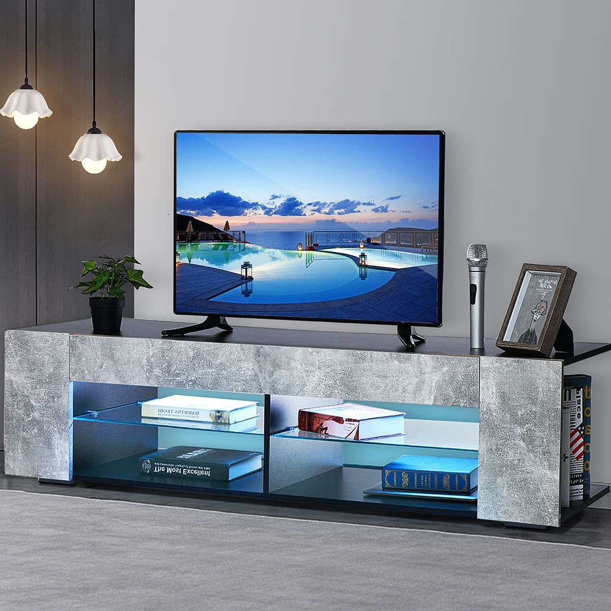 2019 Tv Stands With Lights With Regard To 57 Inch Tv Stand With Remote Led Lights, Entertainment Center For Tvs (Photo 3 of 15)