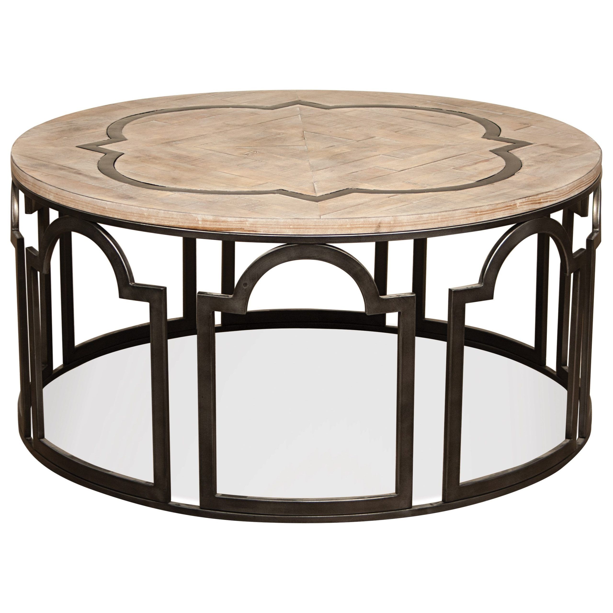 2020 Gray Coastal Cocktail Tables Pertaining To Riverside Furniture Estelle 20102 Contemporary Rustic Round Cocktail (View 14 of 15)