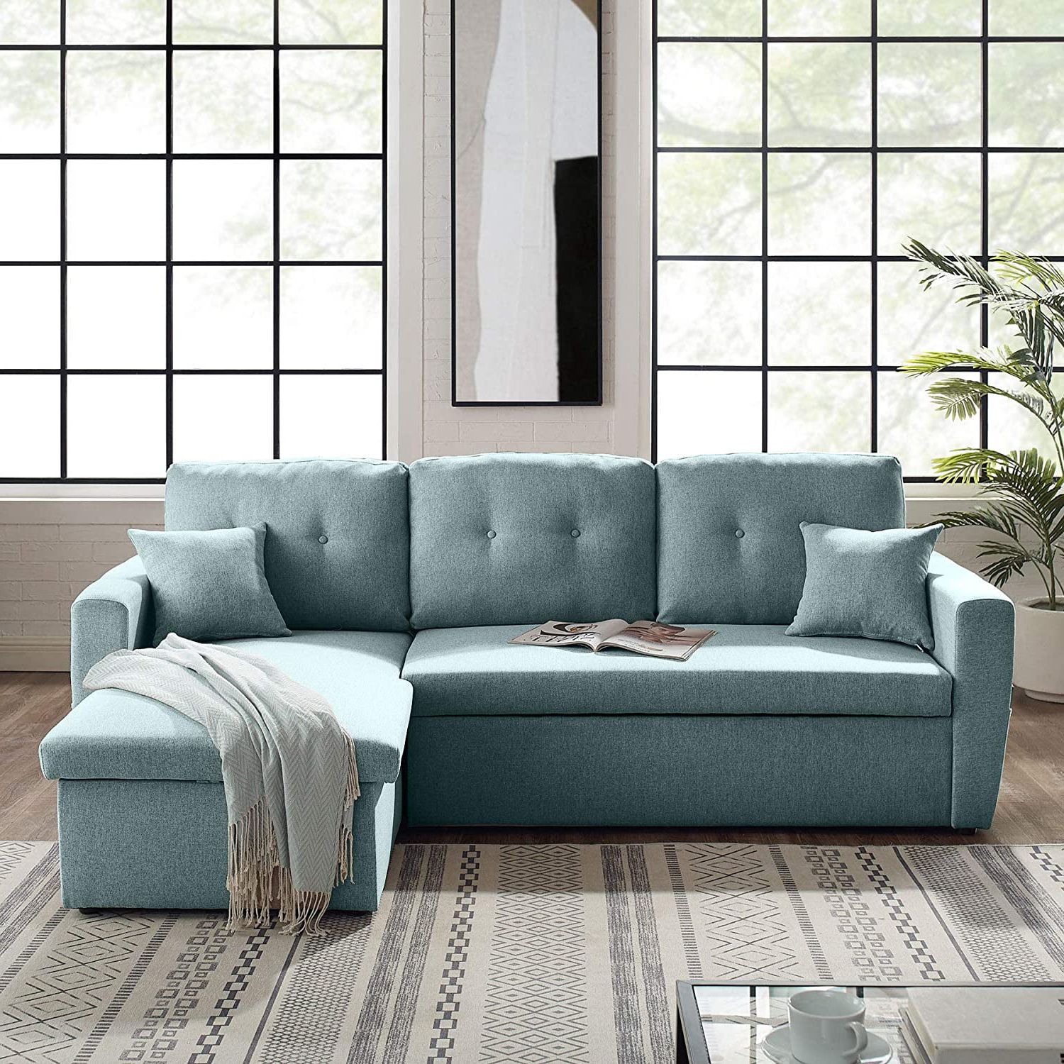 3 Seat Convertible Sectional Sofas Pertaining To Favorite 3 Seater Sofa Bed With Storage, Tribesigns 86.6” Convertible Sectional (Photo 1 of 15)