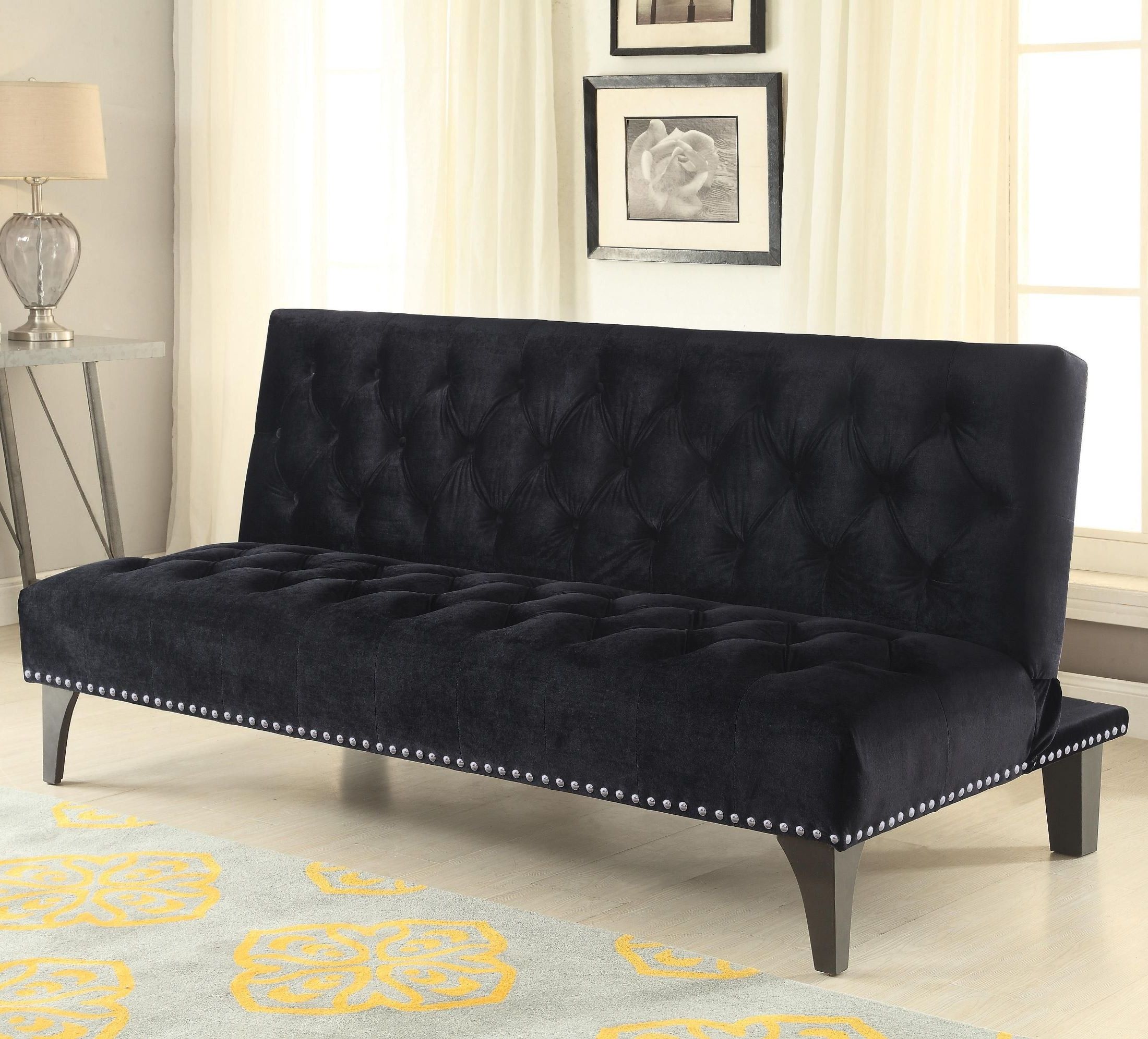 500237 Black Velvet Upholstery Sofa Bed From Coaster (500237) (Photo 7 of 15)