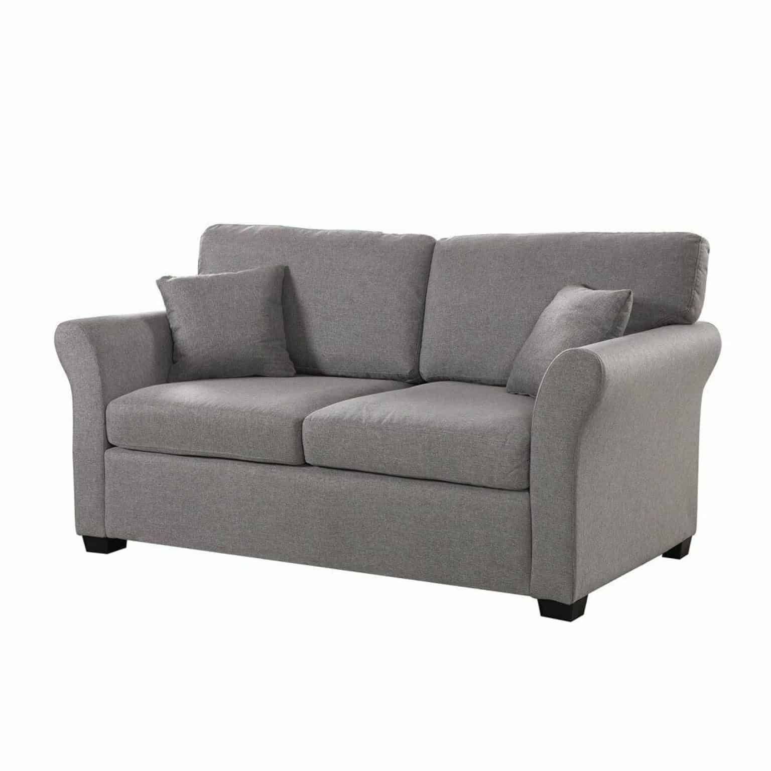 63" Bluish Grey Cozy Loveseat Sofa W/ 2 Accent Pillows – Affordable Inside Most Current Sofas In Bluish Grey (View 4 of 15)