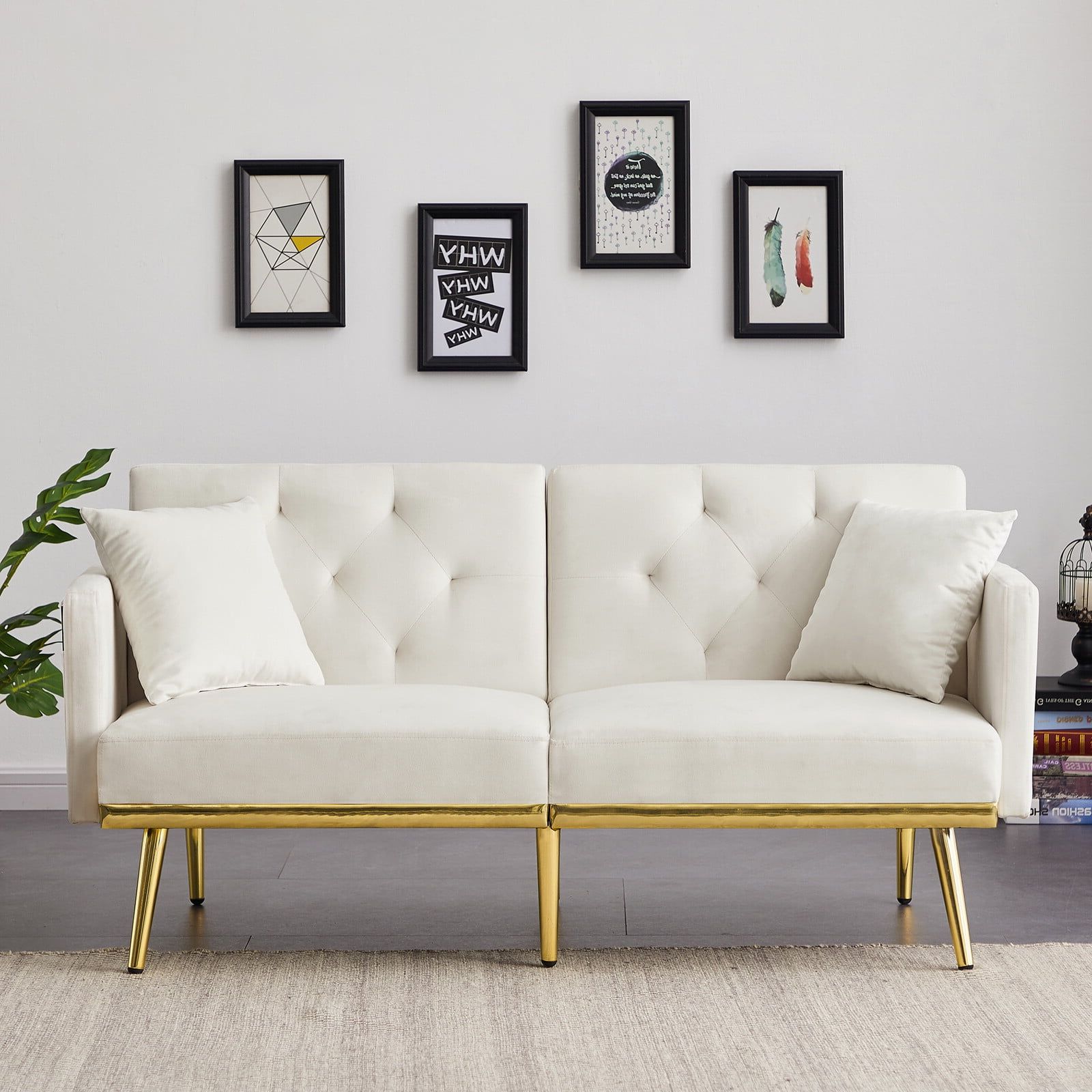 66" Convertible Velvet Sofa Beds Inside 2018 Kalefu Modern Convertible Velvet Sofa Couch Bed With Armrest (View 14 of 15)