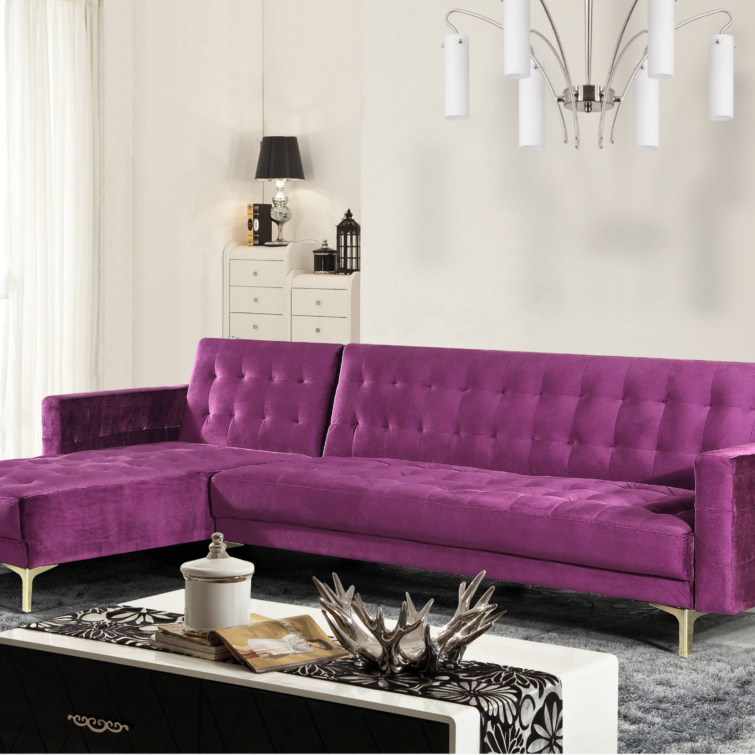 66" Convertible Velvet Sofa Beds Inside Most Current Chic Home Kiefer Velvet Right Facing Convertible Sectional Sofa Bed (Photo 1 of 15)