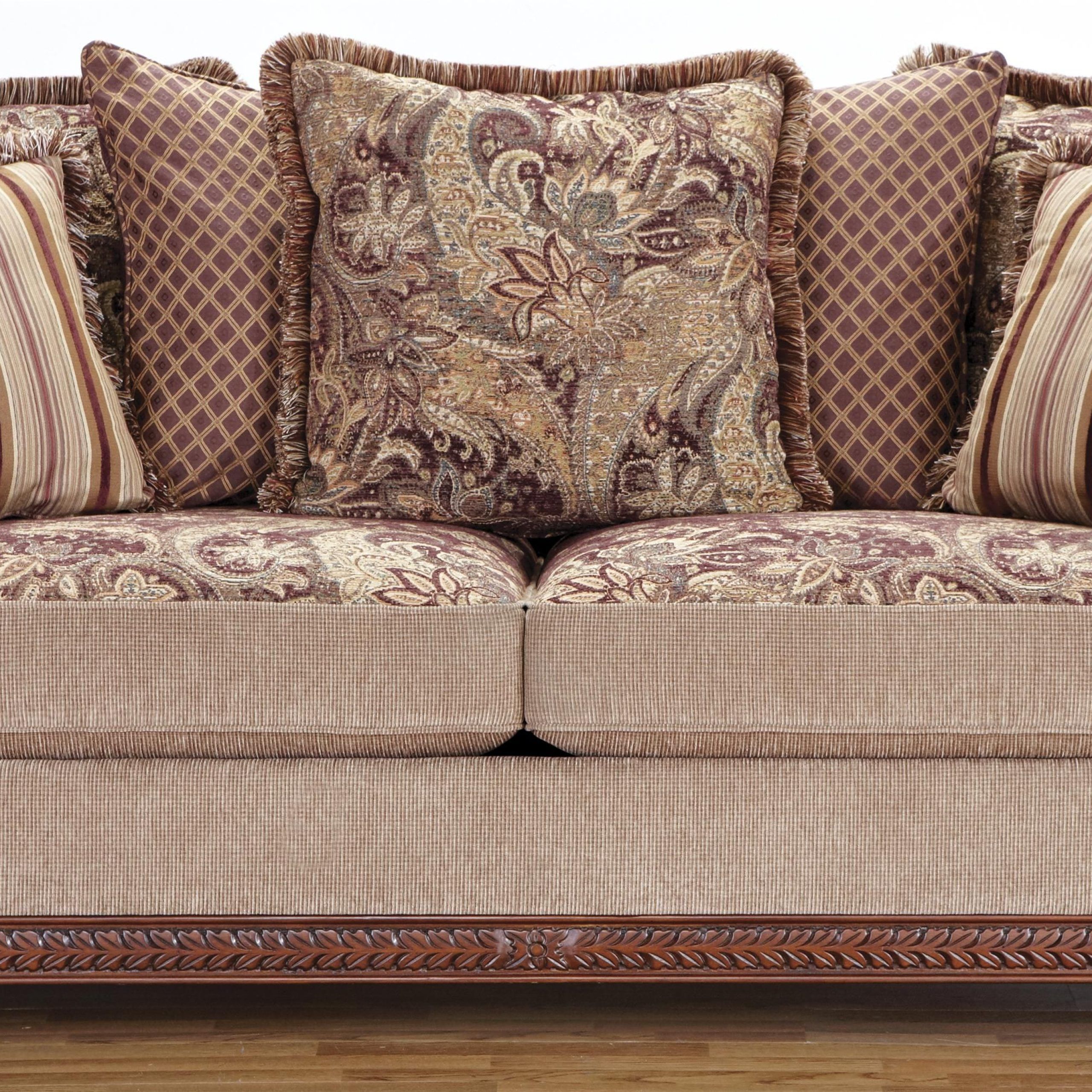 8716 Traditional Rolled Arm Sofa With Decorative Wood Trimhm Within Newest Sofas With Pillowback Wood Bases (View 6 of 15)