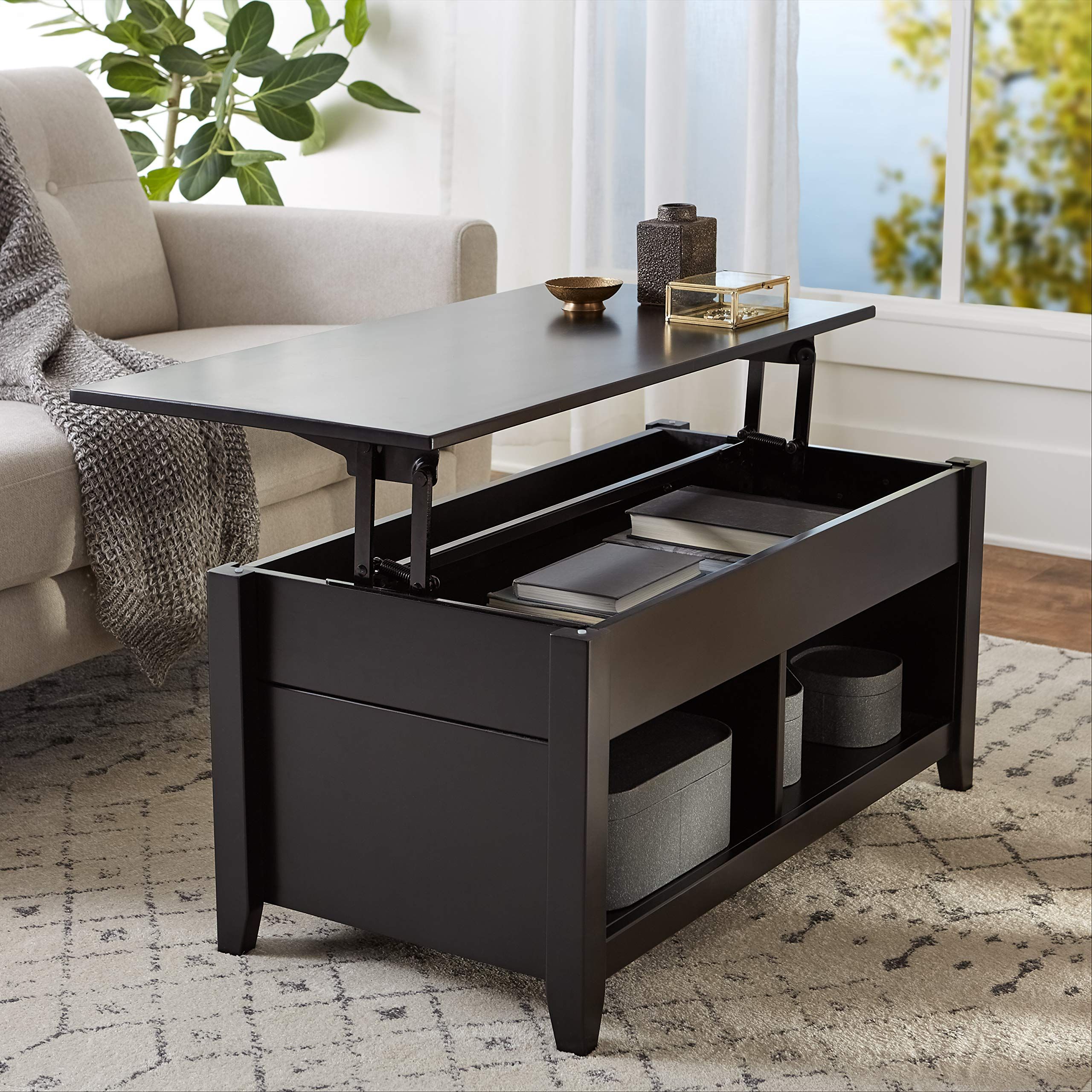 Amazon Basics Lift Top Storage Coffee Table, Black  Buy Online In Japan With Regard To Most Recently Released Lift Top Coffee Tables With Storage Drawers (View 12 of 15)