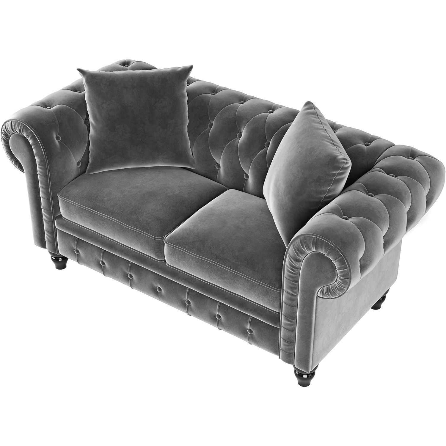 Amazon: Nosga 63" Deep Button Tufted Velvet Upholstered Loveseat Inside Trendy Tufted Upholstered Sofas (View 15 of 15)