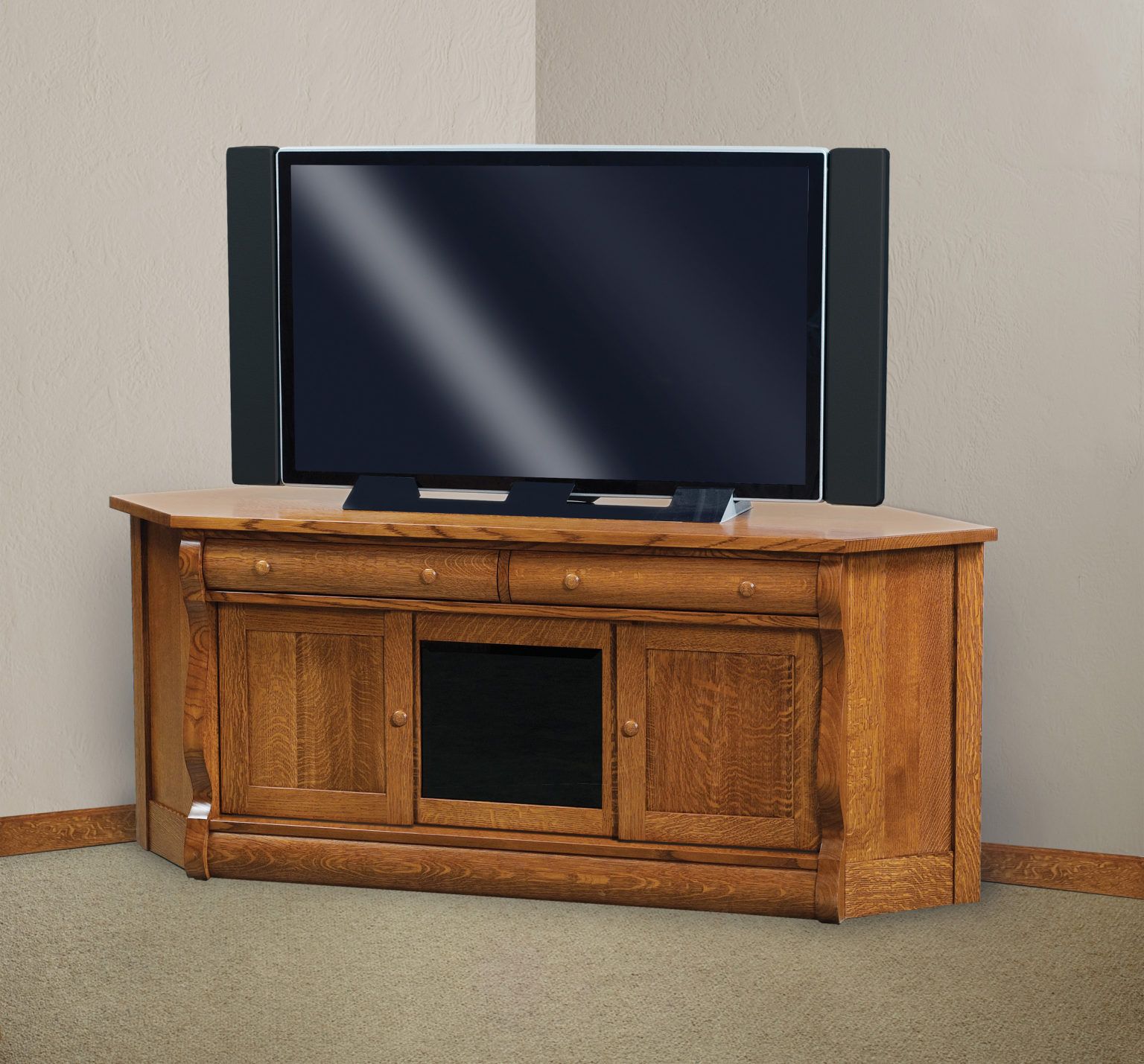 Amish Solid Wood Tv Stands Intended For 110" Tvs Wood Tv Cabinet With Drawers (View 8 of 15)