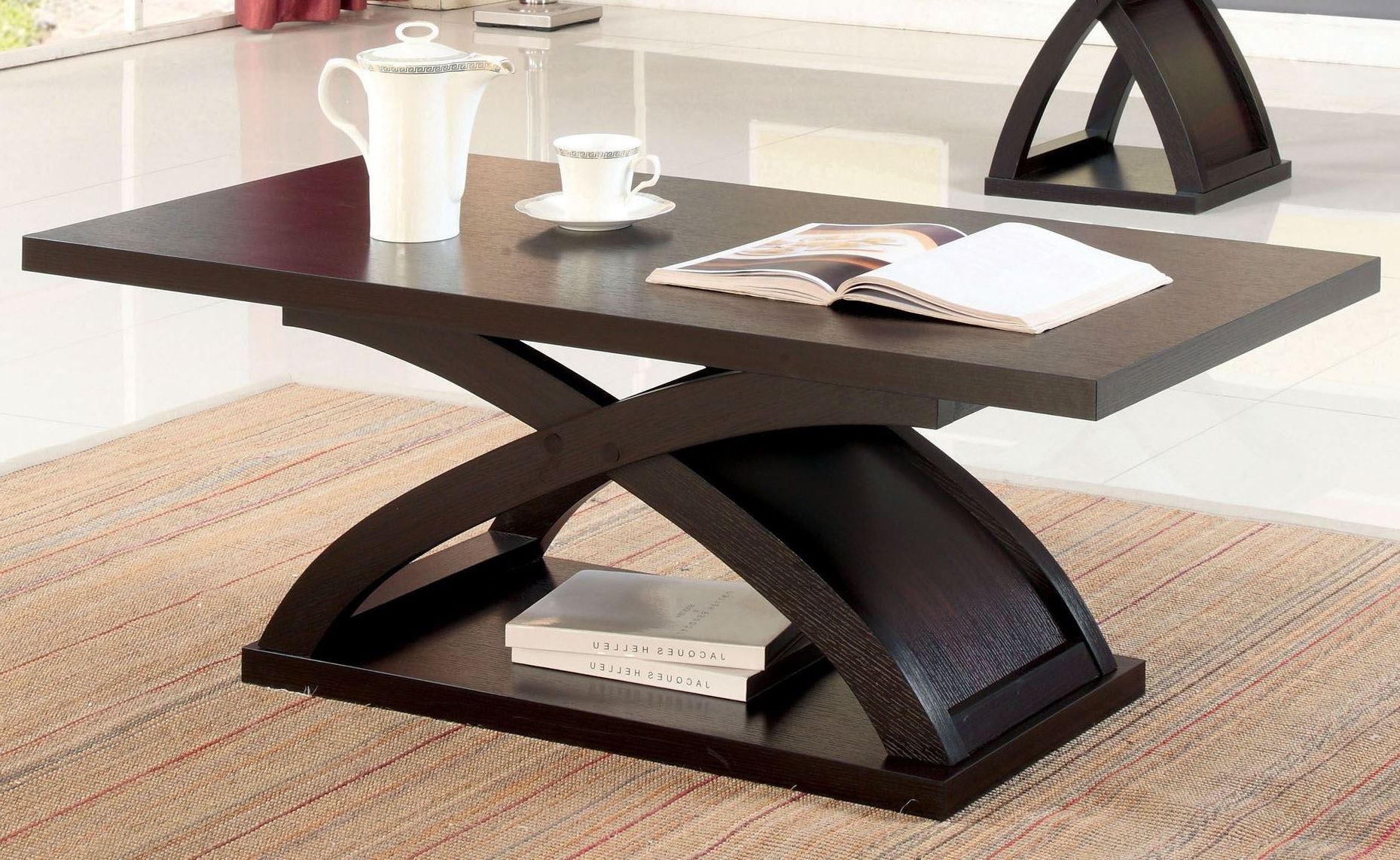 Arkley Espresso Rectangular Coffee Tablefurniture Of America Inside Best And Newest Espresso Wood Finish Coffee Tables (View 12 of 15)