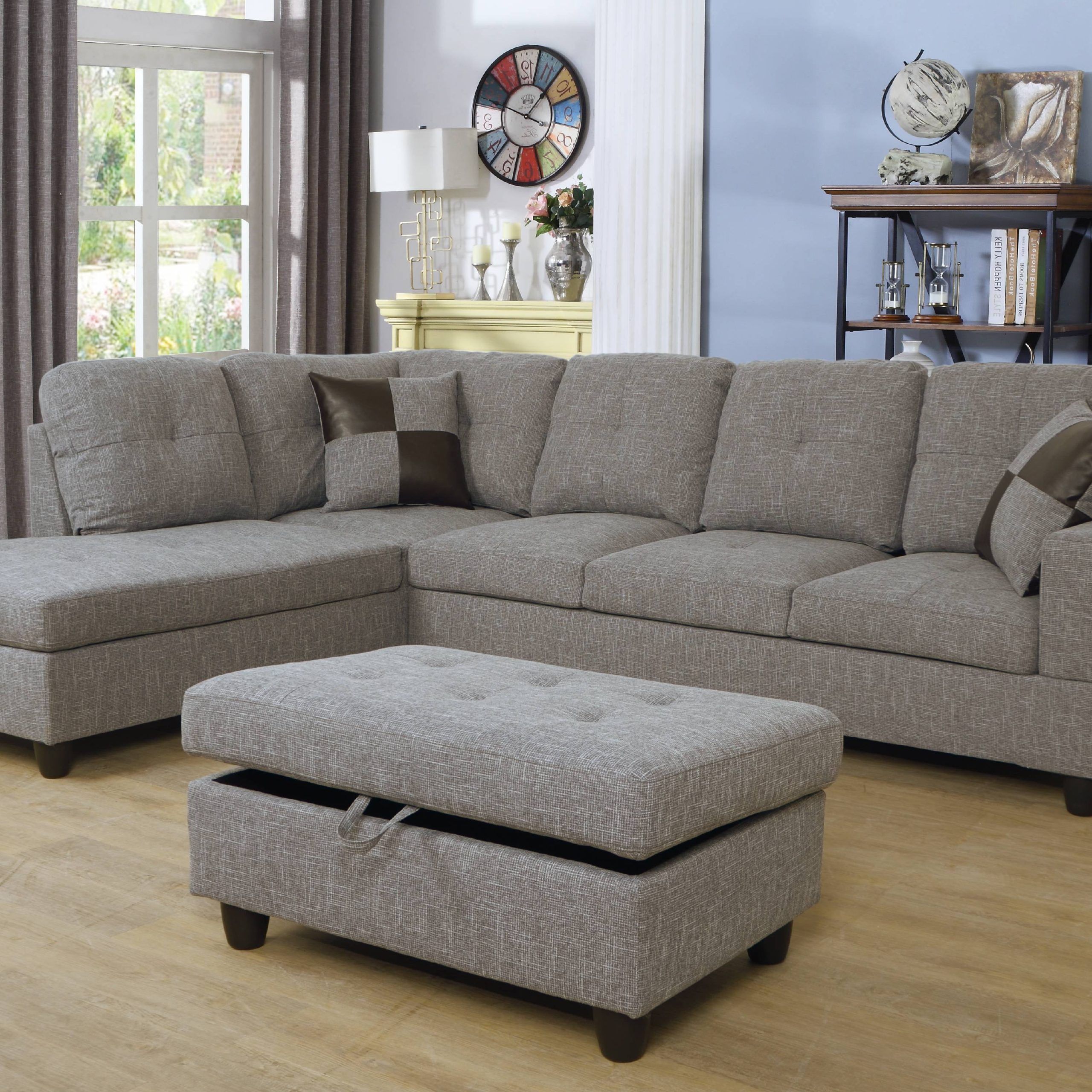 Ashey Furniture – L Shape Sectional Sofa Set With Storage Ottoman Intended For Most Recent Sofas With Ottomans (View 13 of 15)