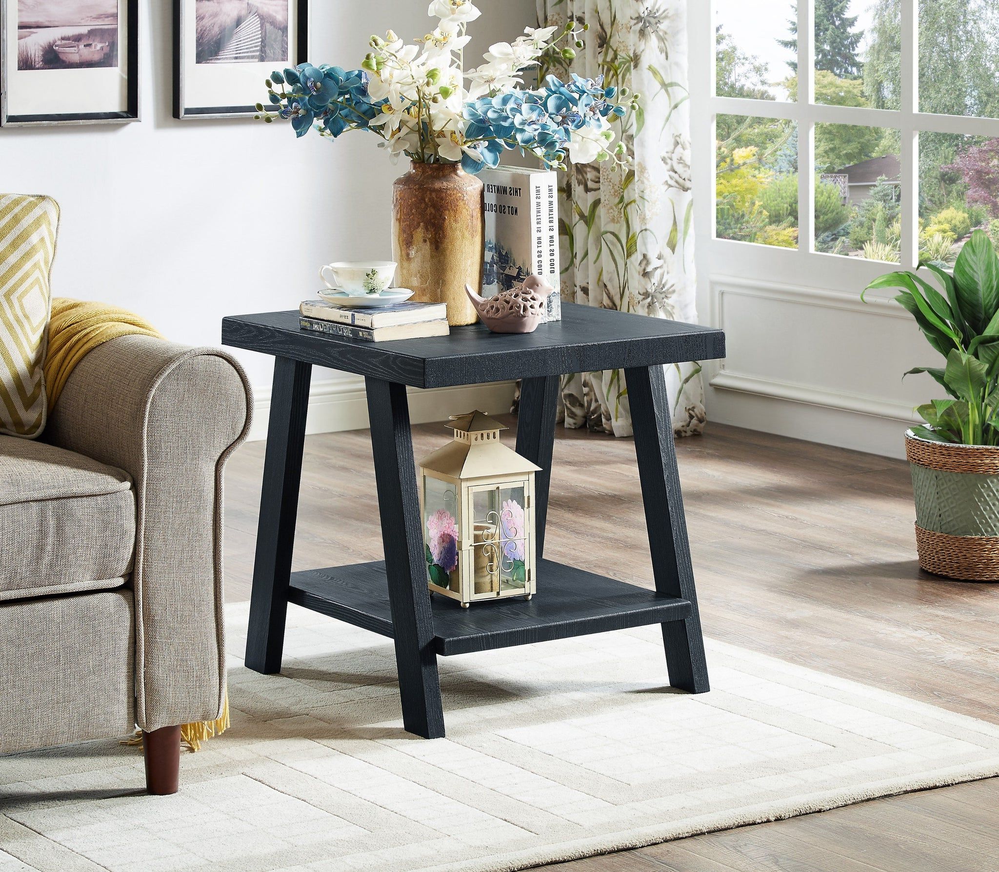 Athens Contemporary Replicated Wood Shelf Coffee Set Table In Black Fi Throughout Most Recently Released Pemberly Row Replicated Wood Coffee Tables (View 5 of 15)