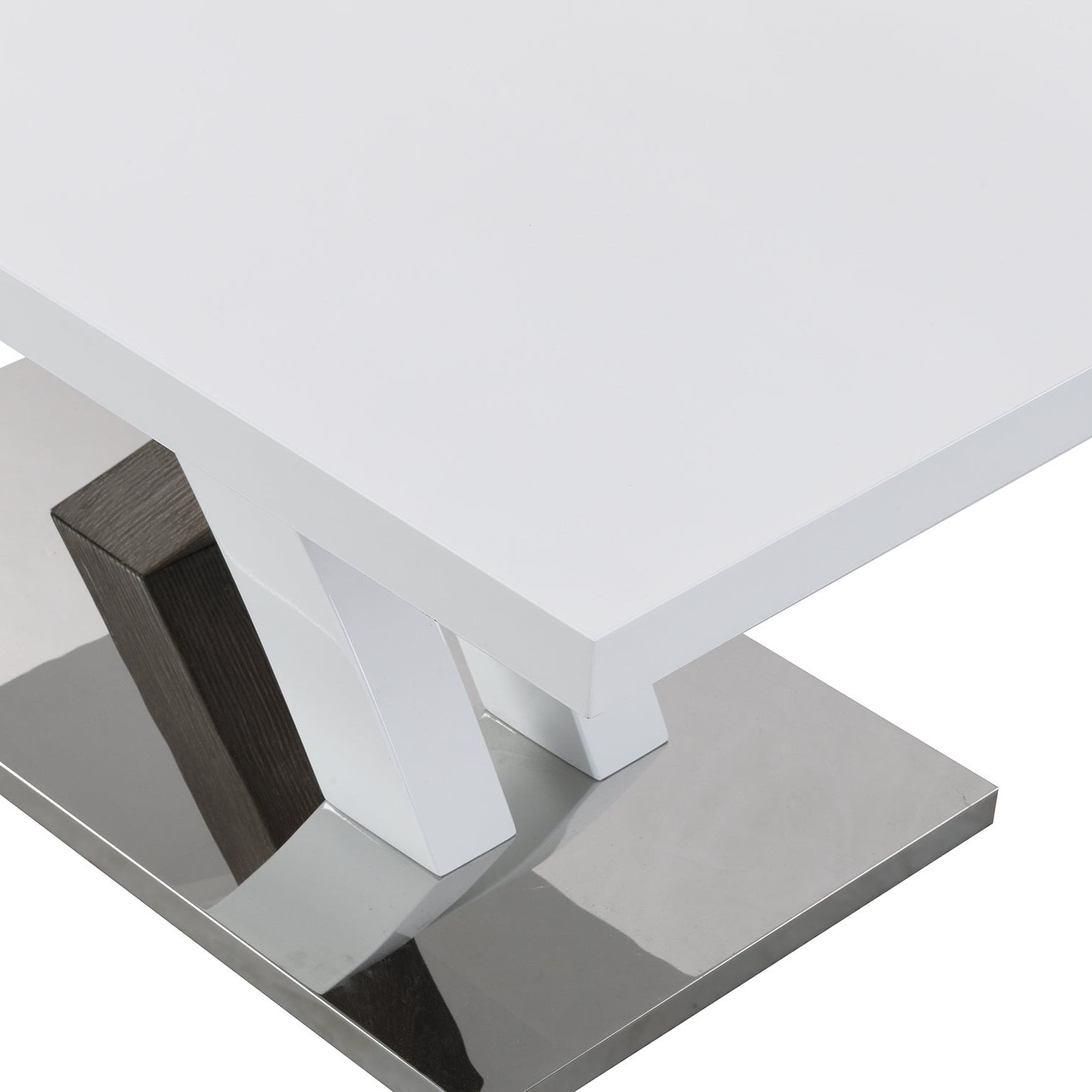 Basel High Gloss White Coffee Table With Stainless Steel Base 6 Throughout Widely Used White T Base Seminar Coffee Tables (View 3 of 15)