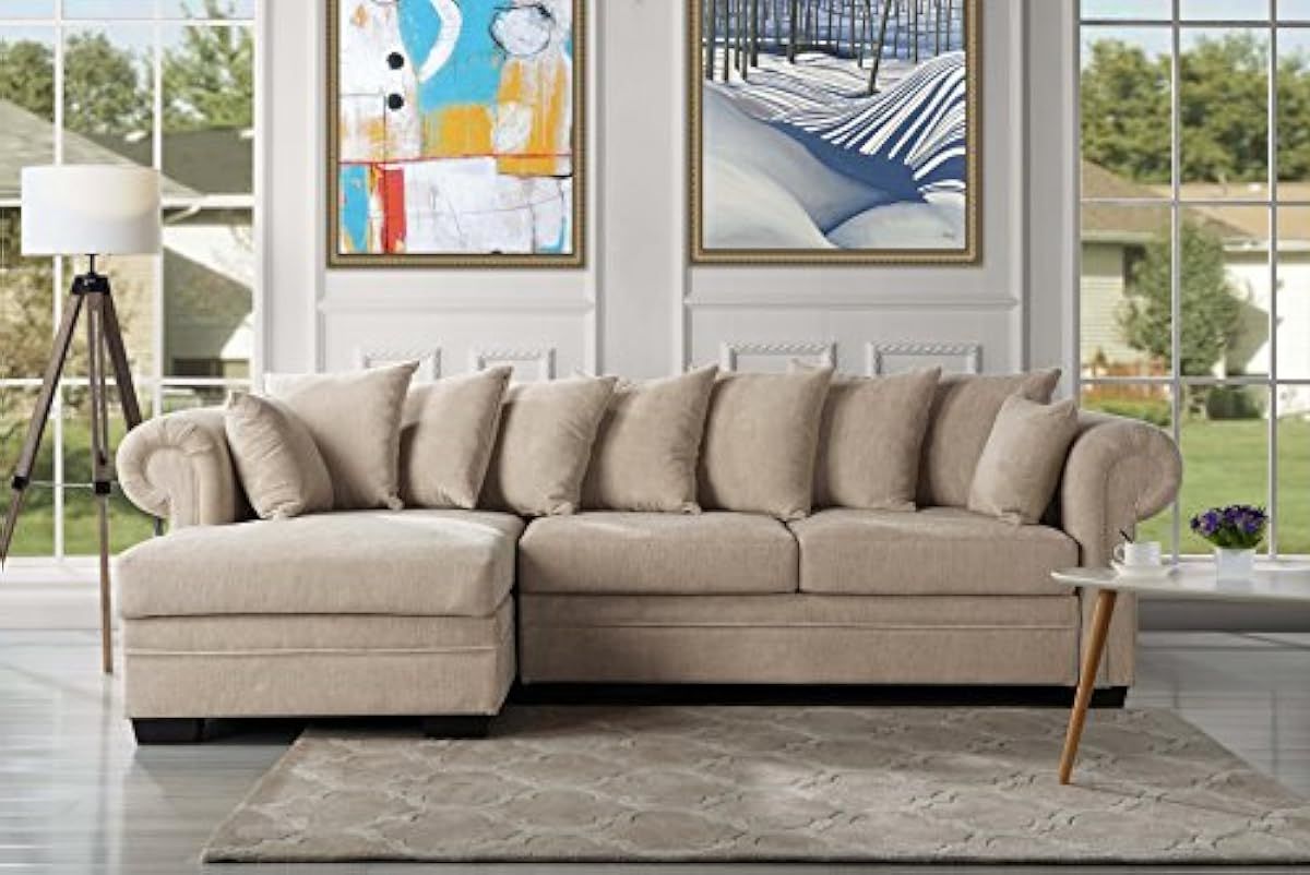 Beige L Shaped Sectional Sofas With Latest Sectional Sofa Large Fabric L Shape Couch With Extra Wide Chaise Lounge (View 9 of 15)