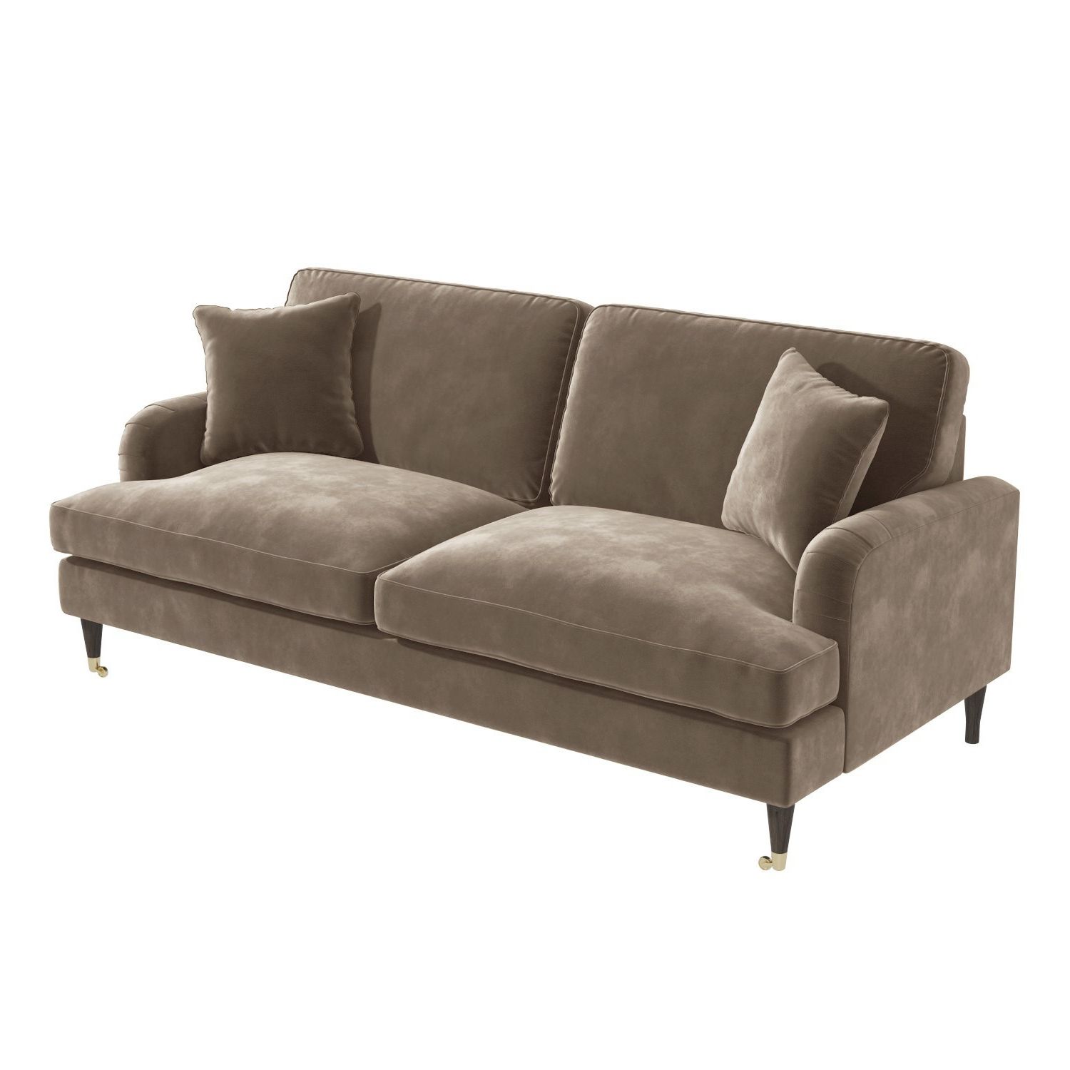 Beige Velvet Sofa – Seats 3 – Payton – Furniture123 Within Most Popular Elegant Beige Velvet Sofas (View 14 of 15)