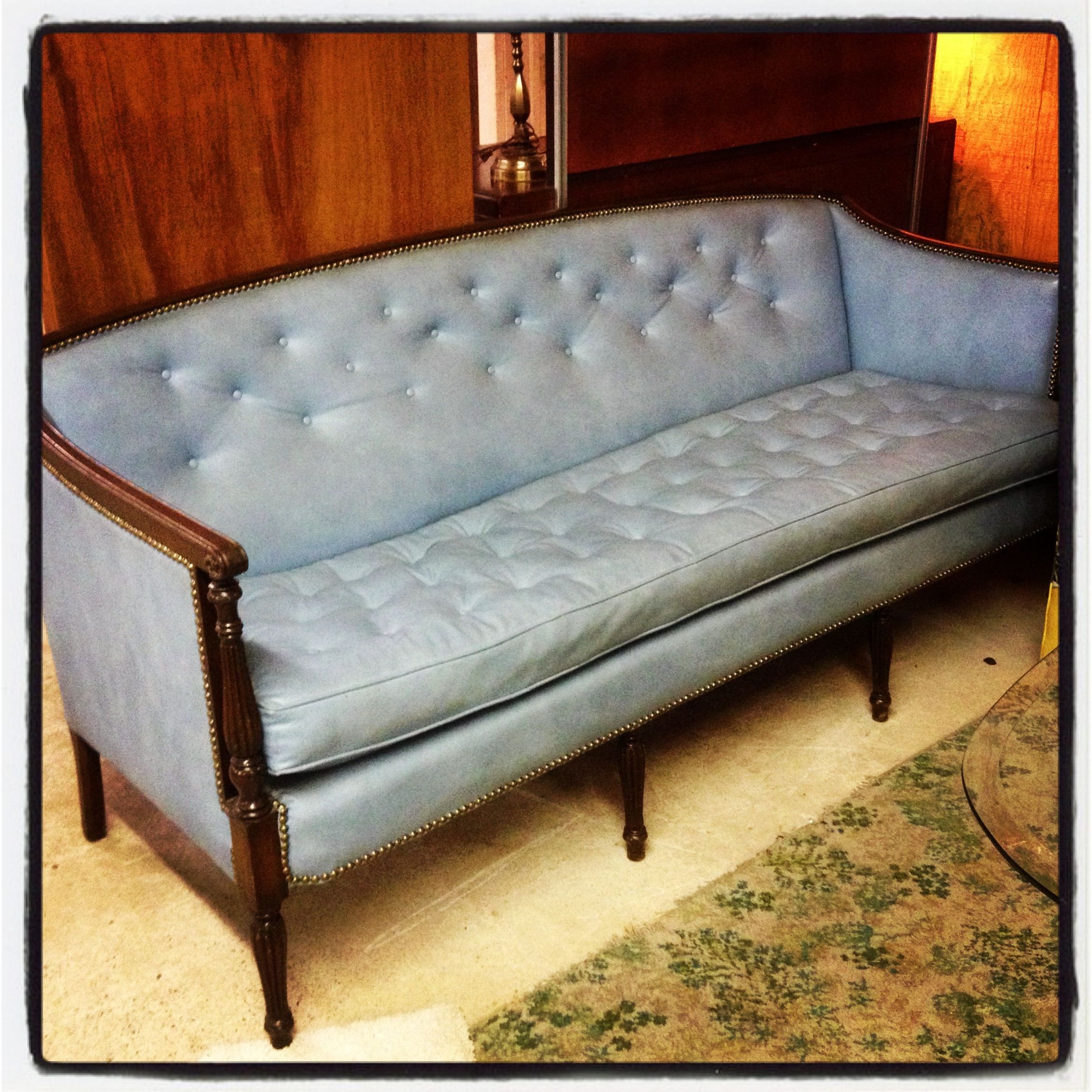 Best And Newest 1940's? Bluish Gray Vintage Leather Sofa (Photo 13 of 15)