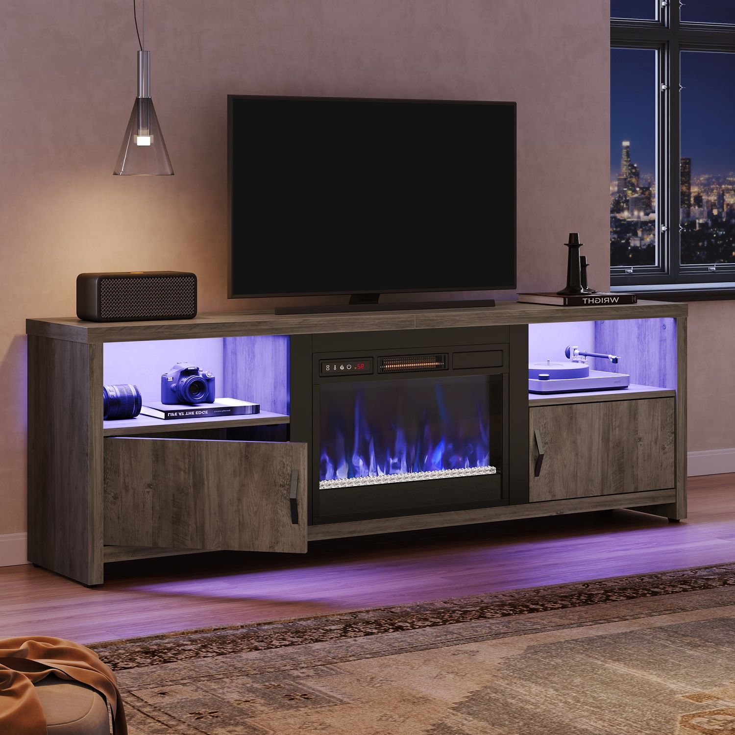 Best And Newest Bestier Tv Stand For Tvs Up To 75" Throughout Bestier Electric Fireplace Tv Stand For Tvs Up To 75" Entertainment (View 11 of 15)