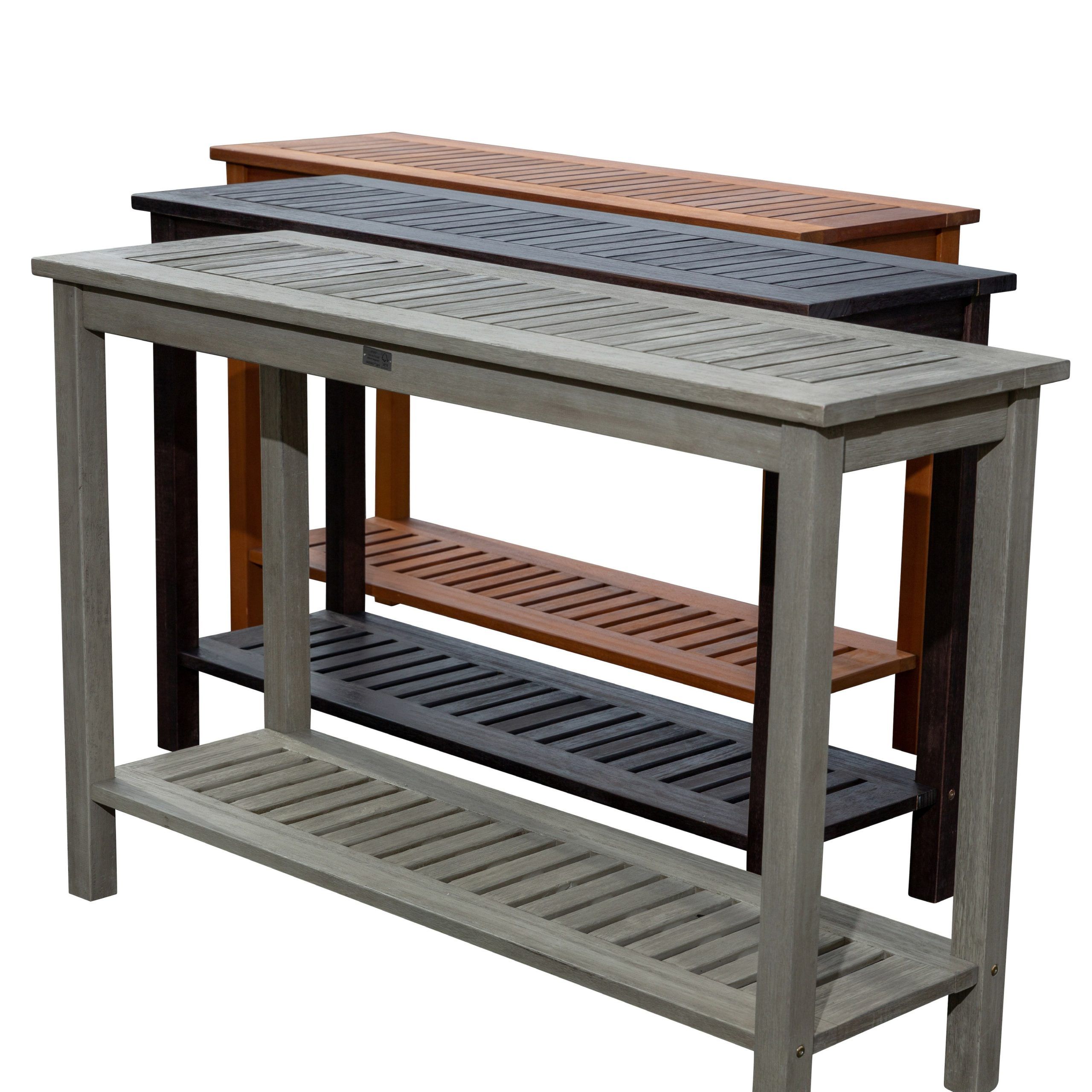 Best And Newest Dty Outdoor Living Longs Peak Eucalyptus Console Table, Outdoor Living Pertaining To Waterproof Coffee Tables (View 13 of 15)