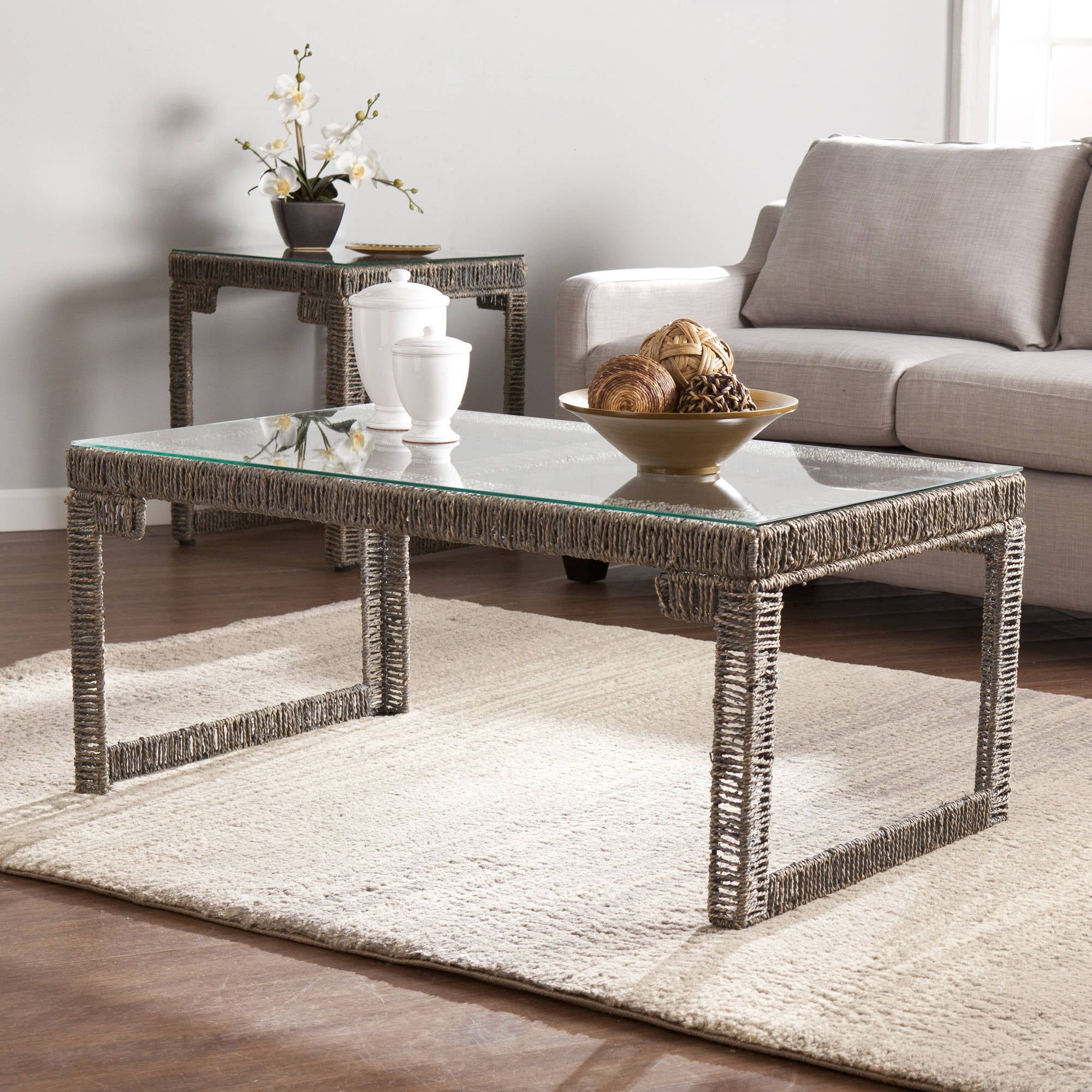 Best And Newest Glass Top Coffee Tables With Regard To Southern Enterprises Arayes Hyacinth And Glass Coffee Table, Gray (Photo 7 of 15)