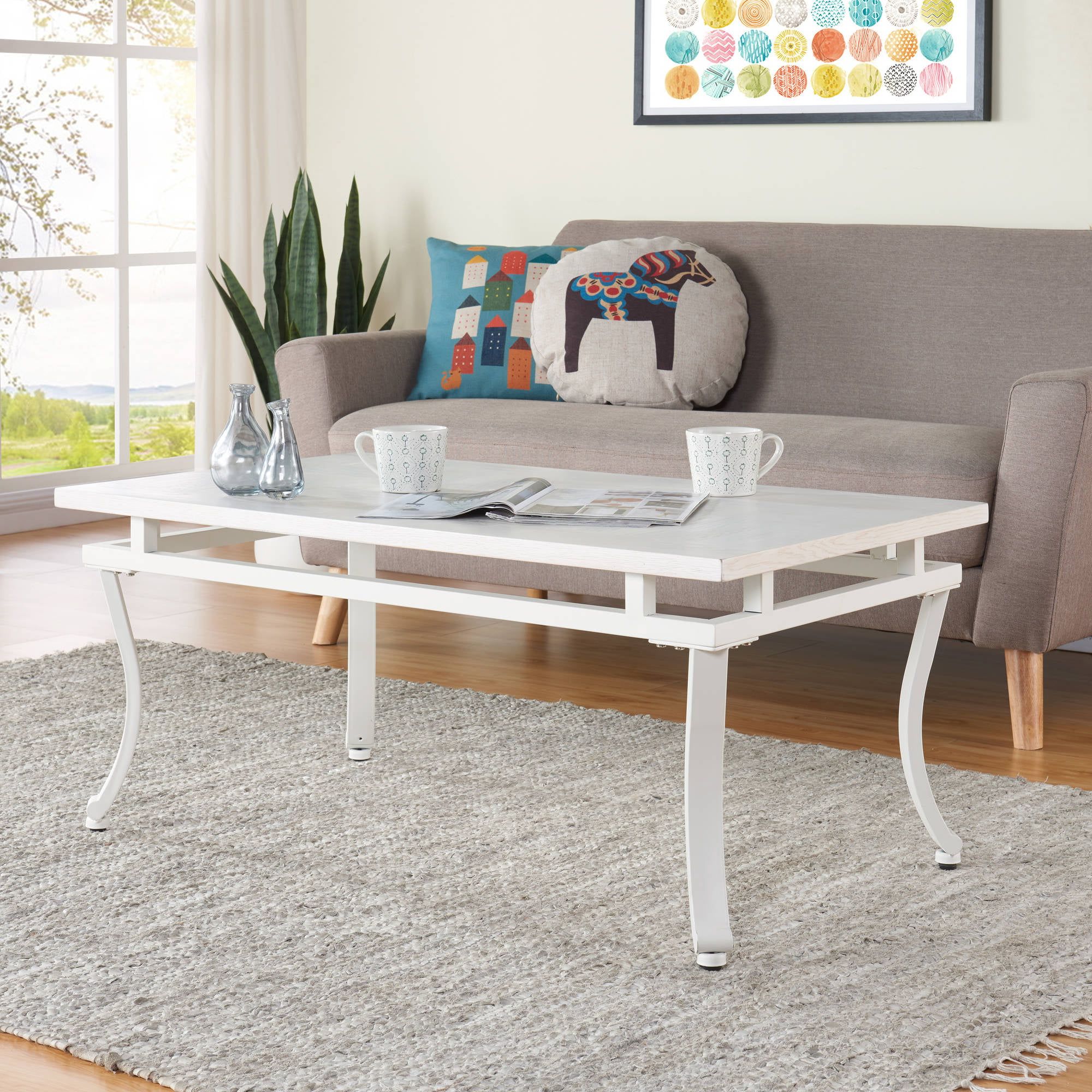Best And Newest Rectangle Coffee Tables With Eclipso Rectangular Coffee Table, Antique White – Walmart (Photo 15 of 15)