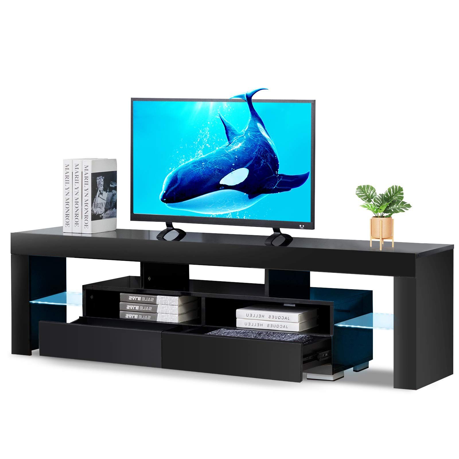 Best And Newest Rgb Entertainment Centers Black Pertaining To Buy Bonzy Home Led Tv Stand For 65 Inch Tv Entertainment Center Black (Photo 6 of 15)