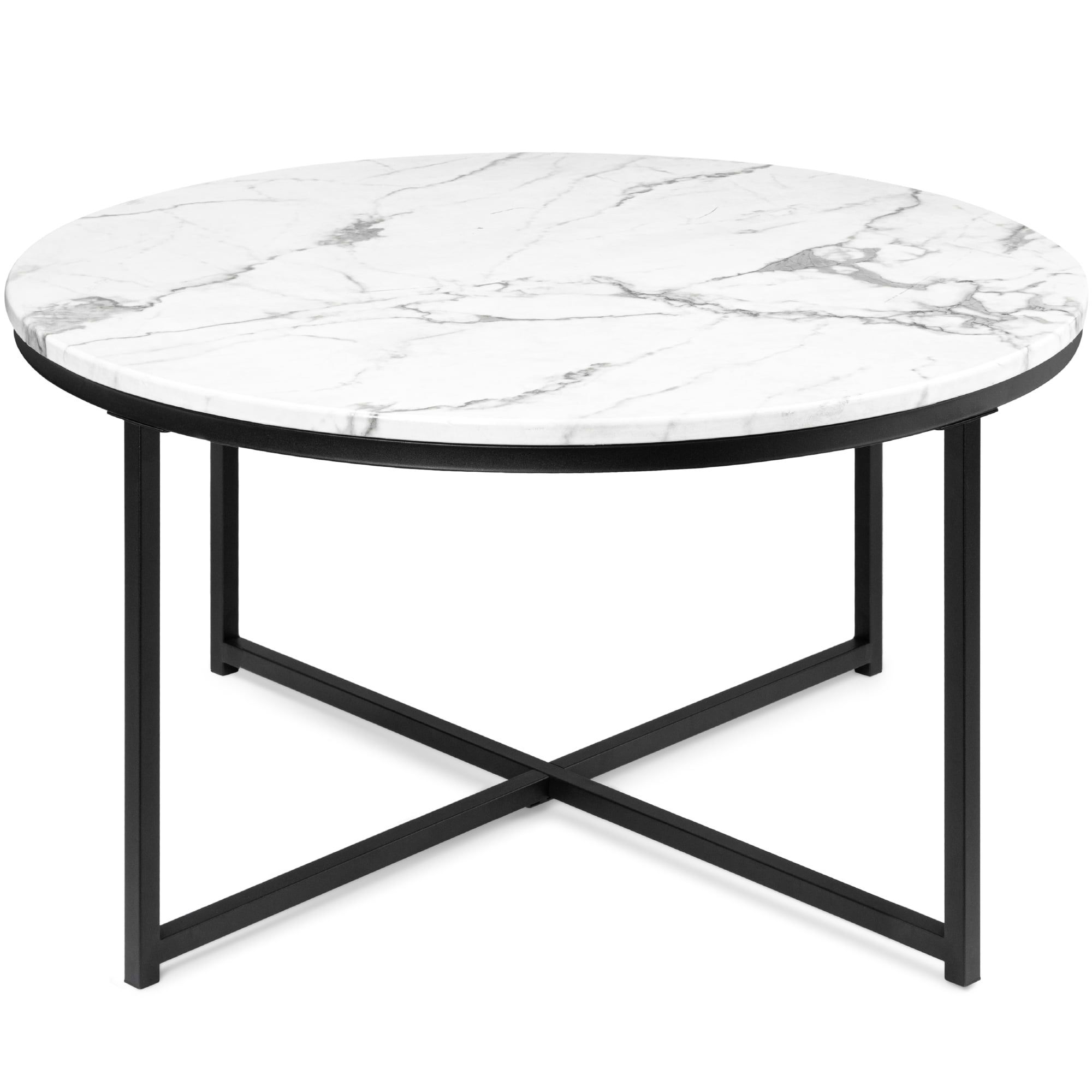Best Choice Products 36in Faux Marble Modern Round Living Room Accent For Latest Round Coffee Tables With Steel Frames (View 5 of 15)