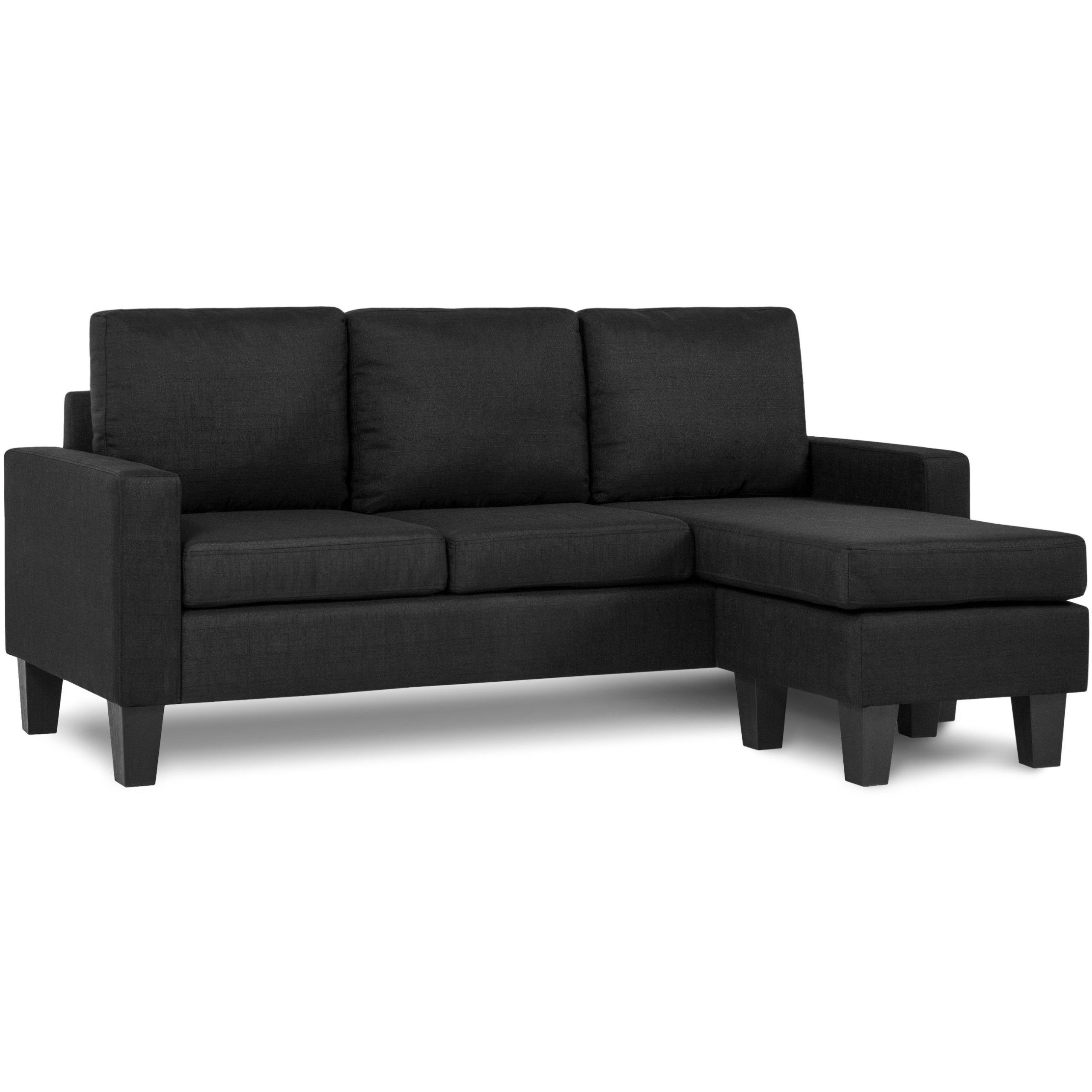 Best Choice Products Multifunctional Linen 3 Seat L Shape Sectional Intended For Well Known 3 Seat L Shaped Sofas In Black (Photo 12 of 15)