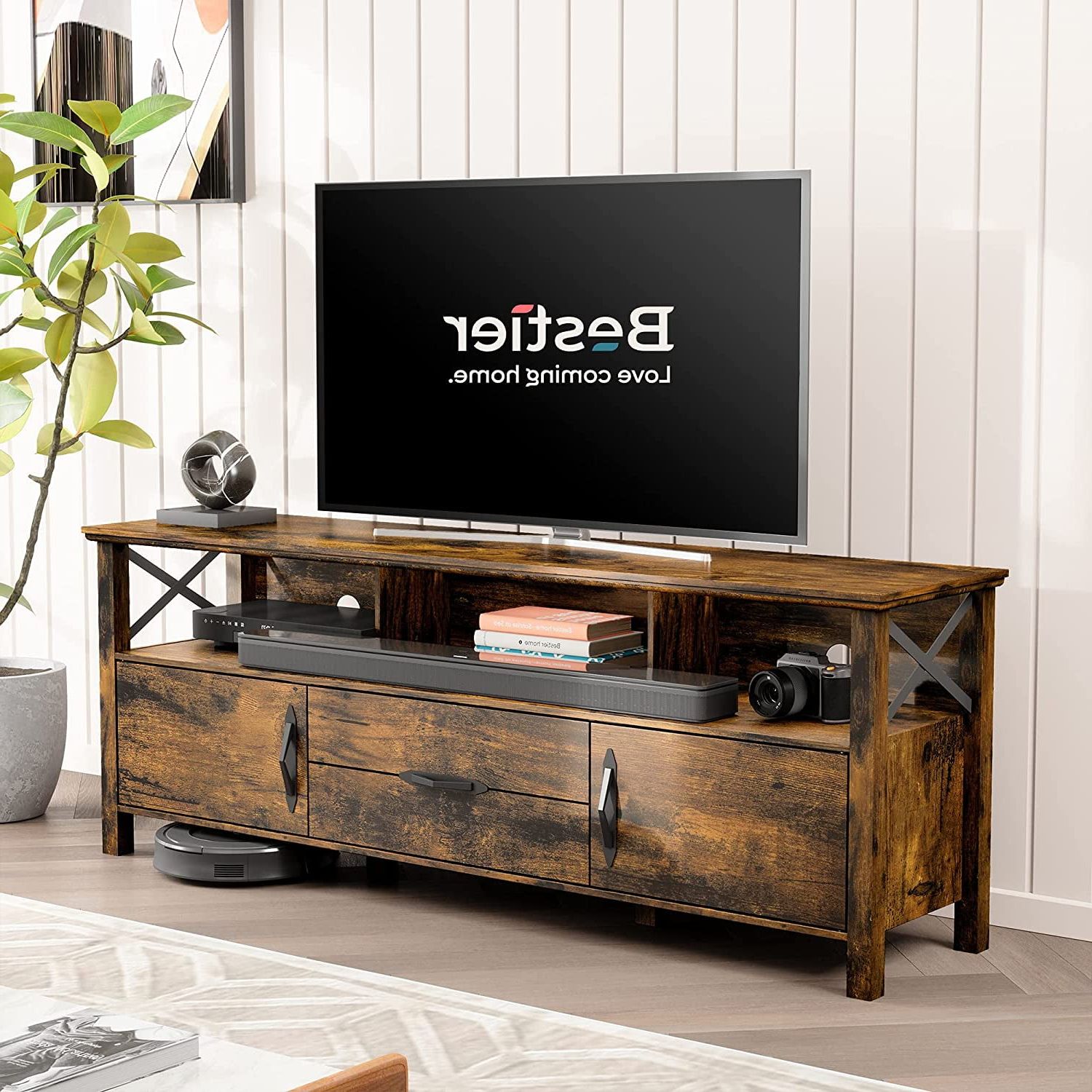 Bestier Farmhouse Entertainment Center Tv Stand With Drawer For Tvs Up Pertaining To 2020 Bestier Tv Stand For Tvs Up To 75" (Photo 4 of 15)
