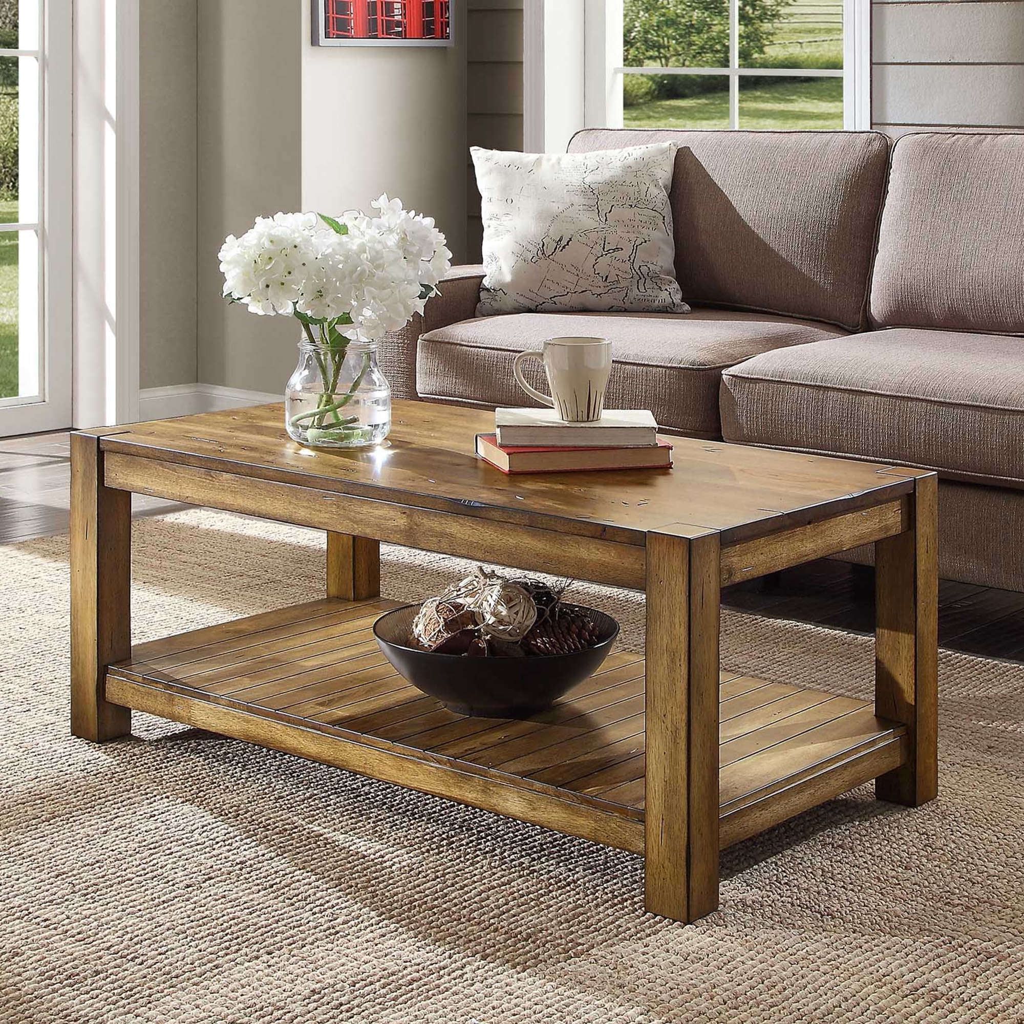 Better Homes & Gardens Bryant Solid Wood Coffee Table, Rustic Maple Pertaining To Preferred Rustic Coffee Tables (View 10 of 15)