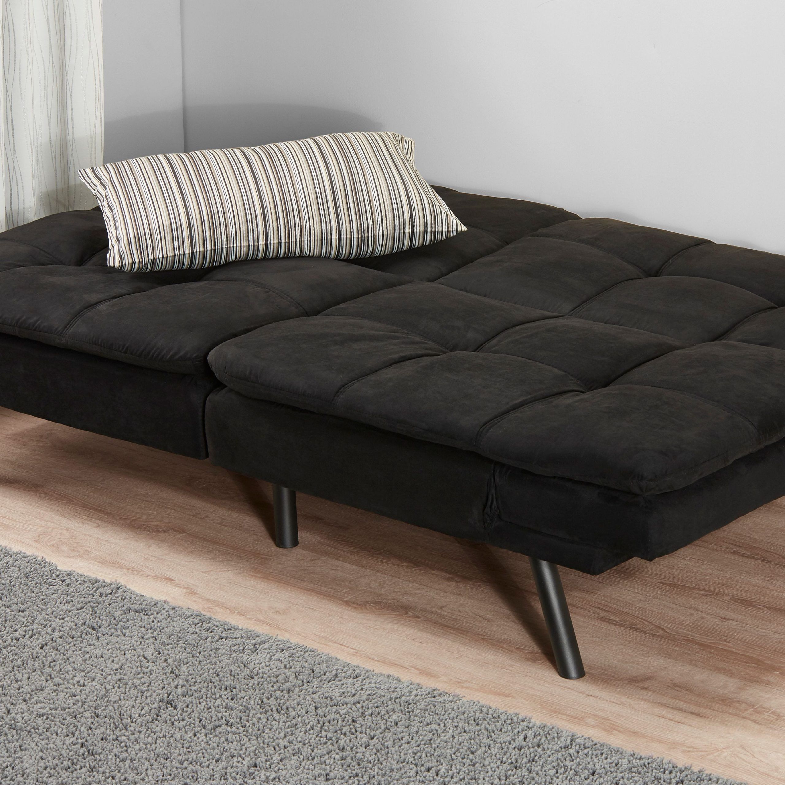 Black Faux Suede Memory Foam Sofas For Best And Newest Langweilig Rahmen Diagonal Futon Sofa Bed Walmart Schallwand Lionel (Photo 13 of 15)