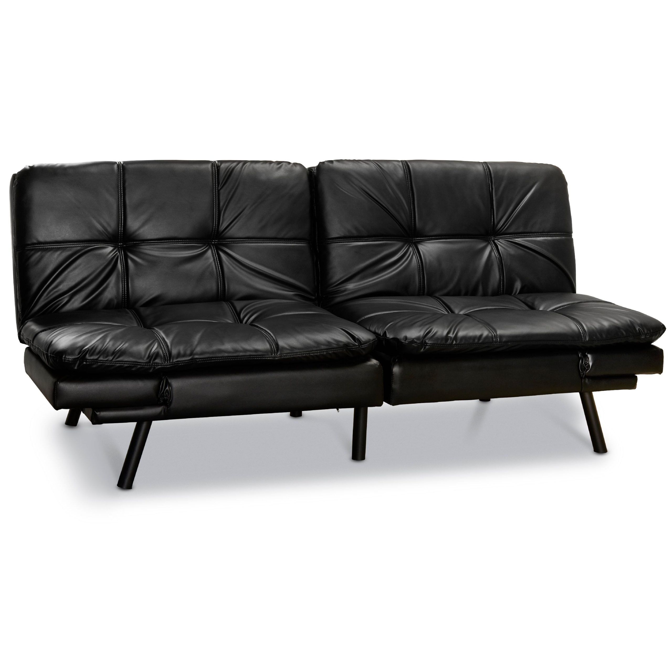 Black Faux Suede Memory Foam Sofas With Latest Mainstays Memory Foam Futon, Black Faux Leather – Walmart – Walmart (Photo 7 of 15)