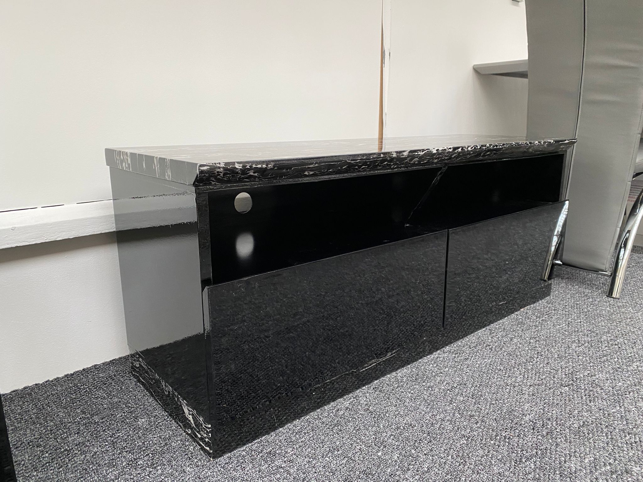 Black Marble Tv Stands In Widely Used Black Tv Unit With Black Marble Top – Eco Furniture (View 9 of 15)