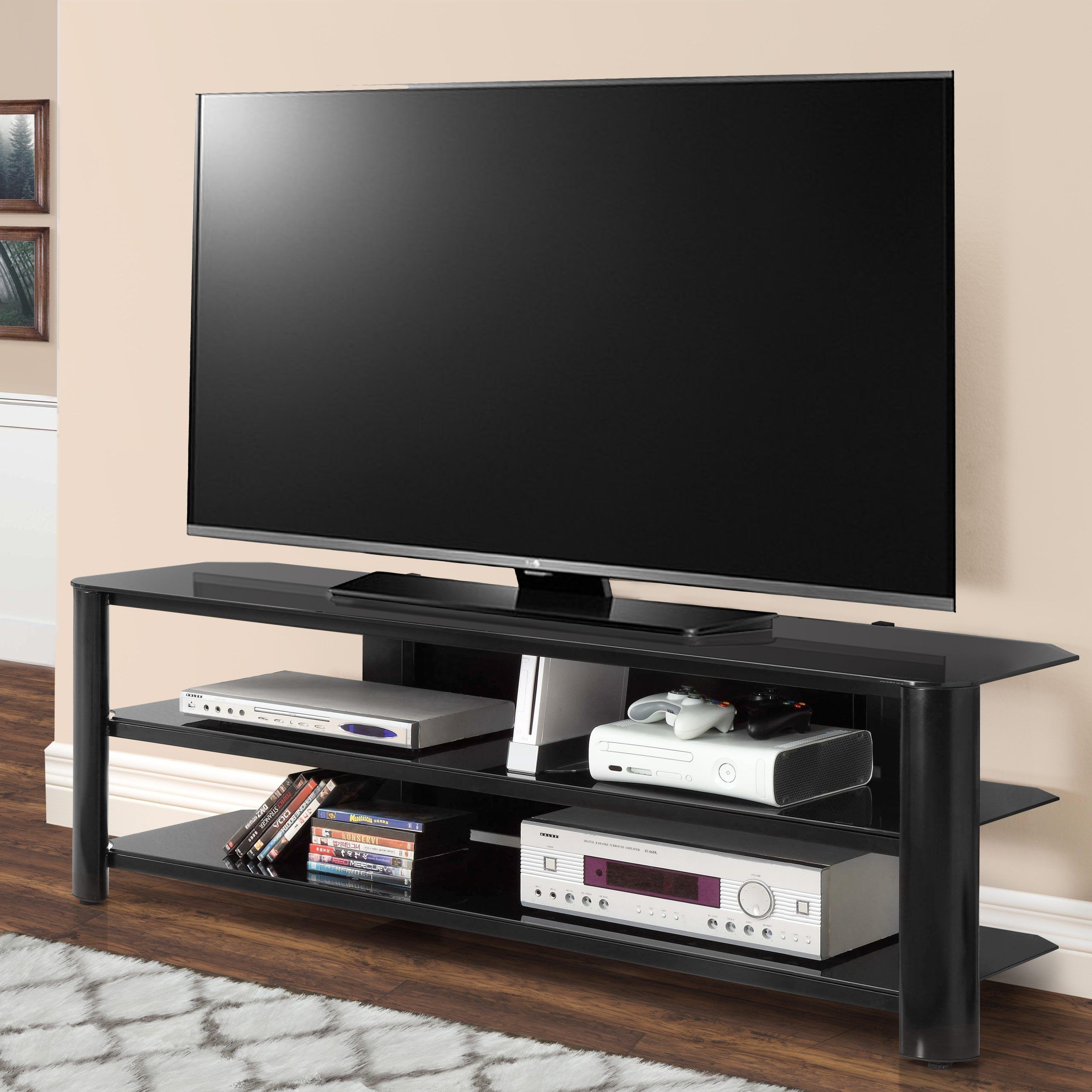 Black Marble Tv Stands Inside Most Current Innovex Oxford Tv Stand, 65 Inch, Black: Amazon.ca: Home & Kitchen (Photo 15 of 15)