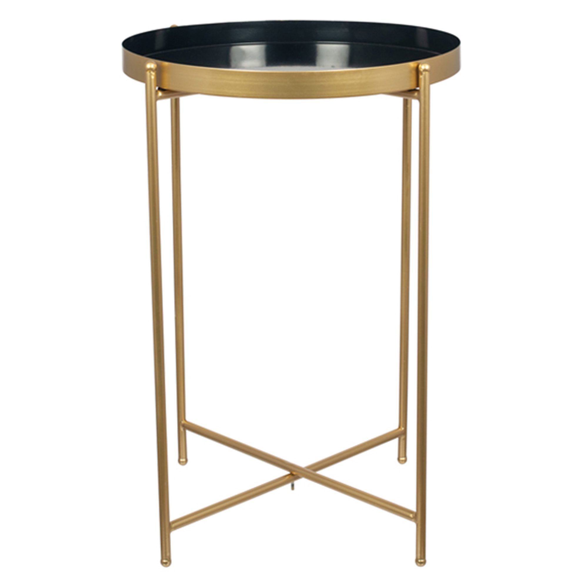 Black Side Table, Round Metal (Photo 12 of 15)