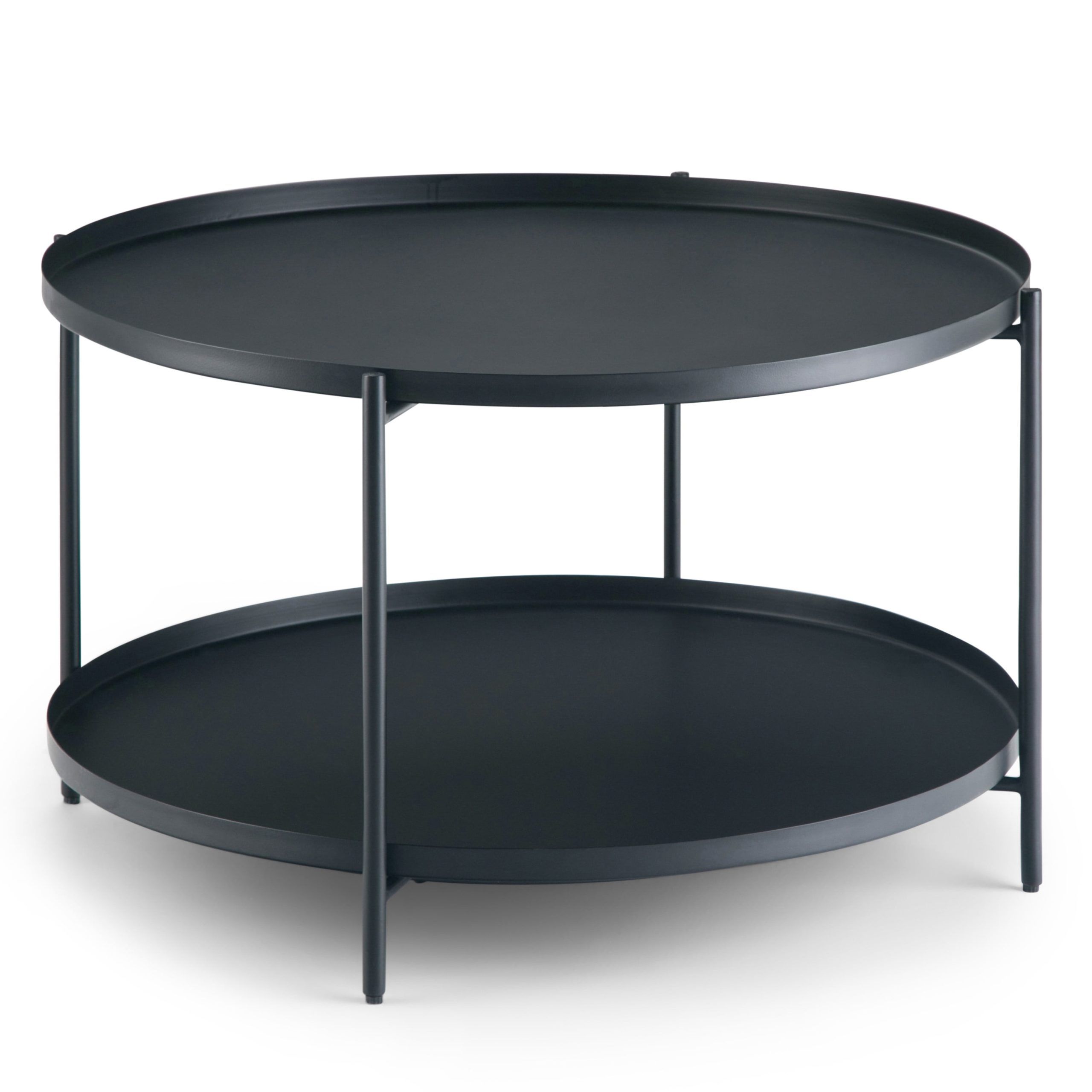 Brooklyn + Max Thompkins And Metal 32 Inch Wide Round Modern Industrial With Well Liked Studio 350 Black Metal Coffee Tables (View 6 of 15)