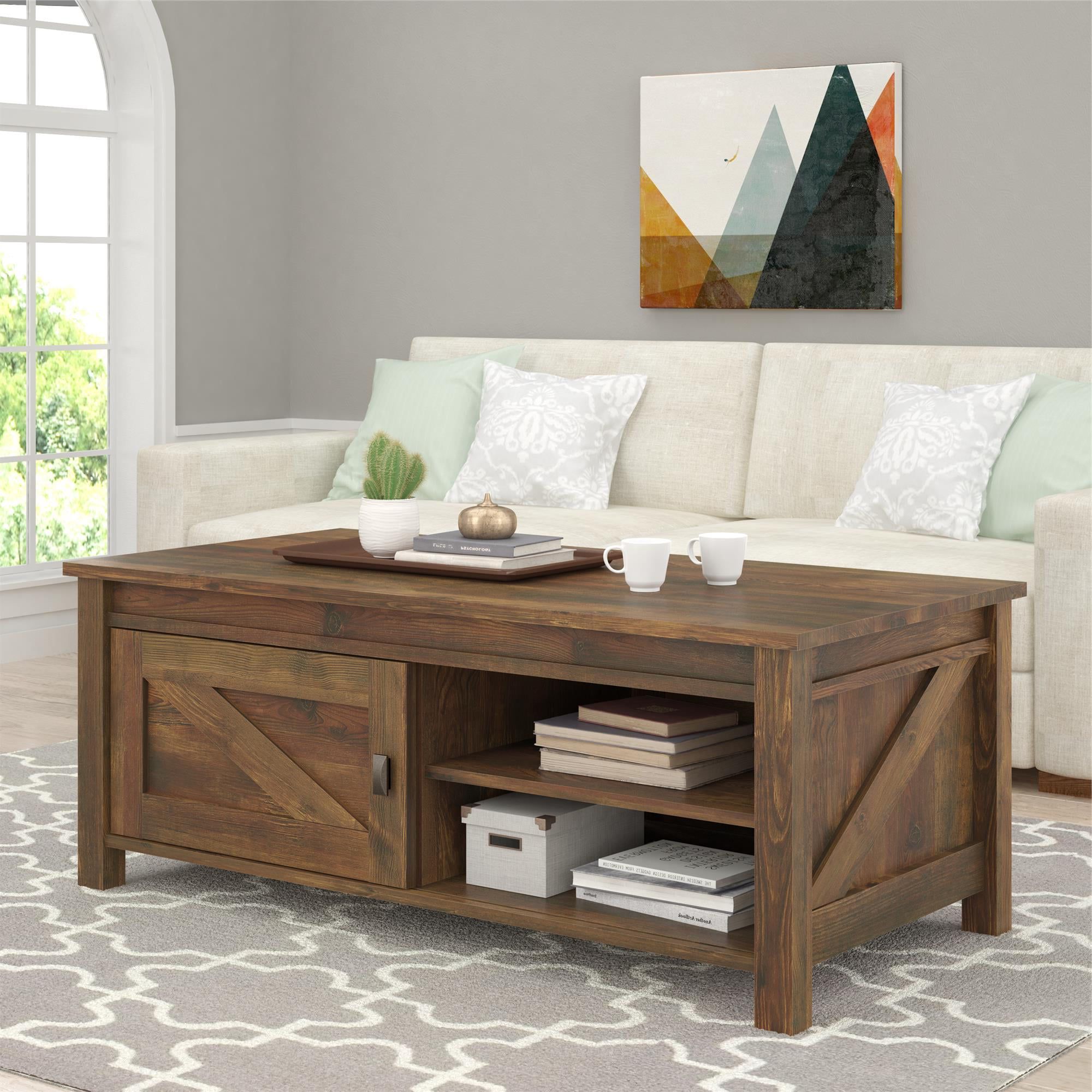 Brown Rustic Coffee Tables For Trendy Ameriwood Home Farmington Coffee Table, Rustic – Walmart (View 10 of 15)