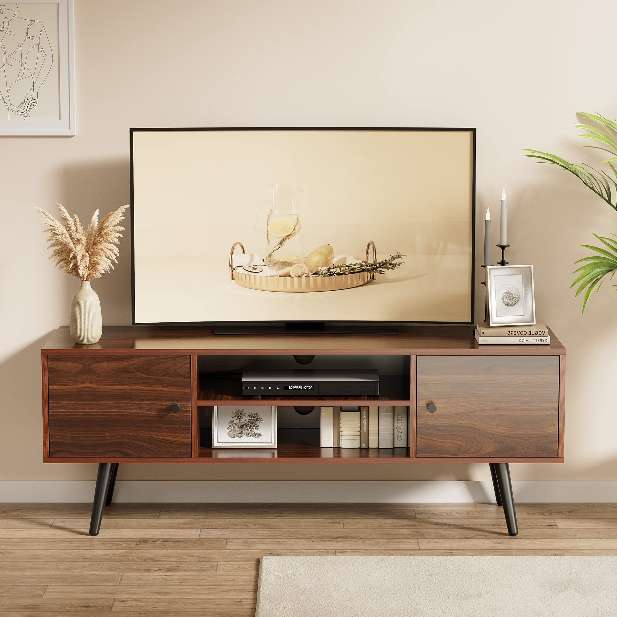 Buy Cozy Castle Mid Century Modern Tv Stand For 55/60 Inch Tv Throughout 2019 Mid Century Entertainment Centers (View 9 of 15)