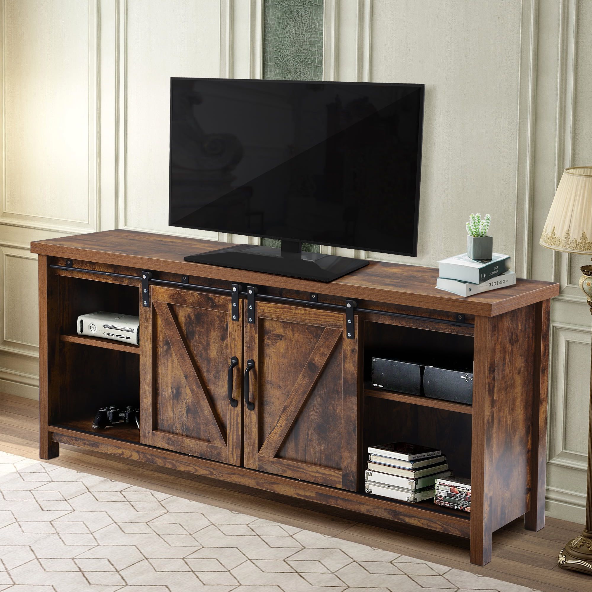 Buy Farmhouse 52'' Tv Stands With Adjustable Leg, Segmart Traditional For Famous 110" Tvs Wood Tv Cabinet With Drawers (View 9 of 15)