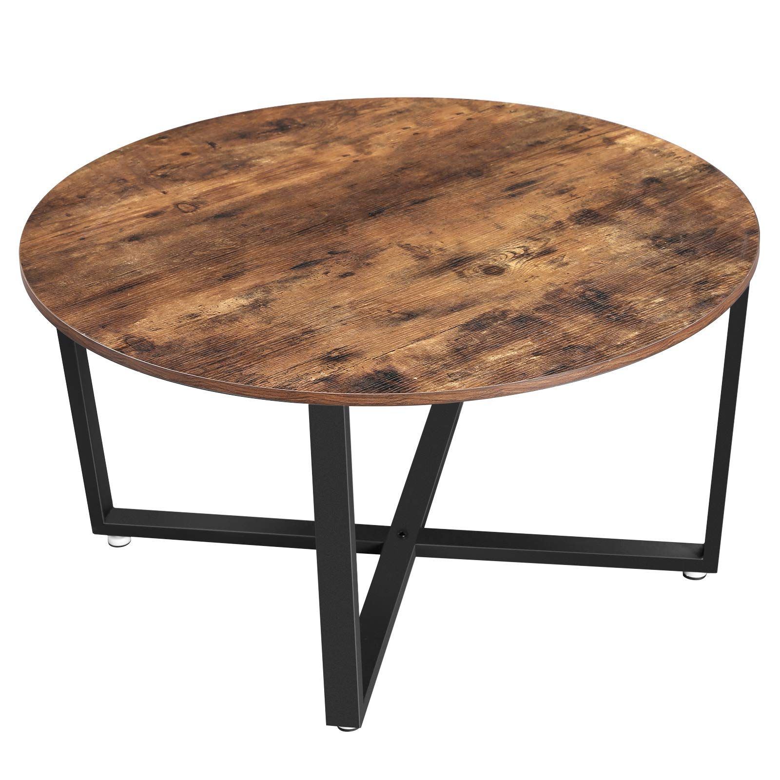 Buy Vasagle Alinru Round Coffee Table, Industrial Style Cocktail Table With Regard To 2020 Round Coffee Tables With Steel Frames (View 6 of 15)