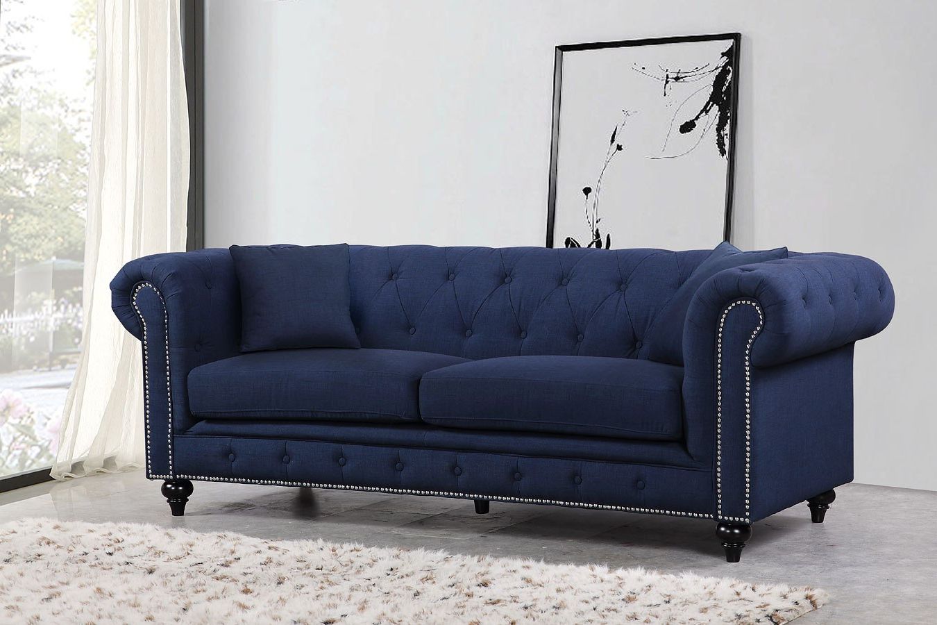 Chesterfield Sofa (navy)meridian Furniture (View 6 of 15)