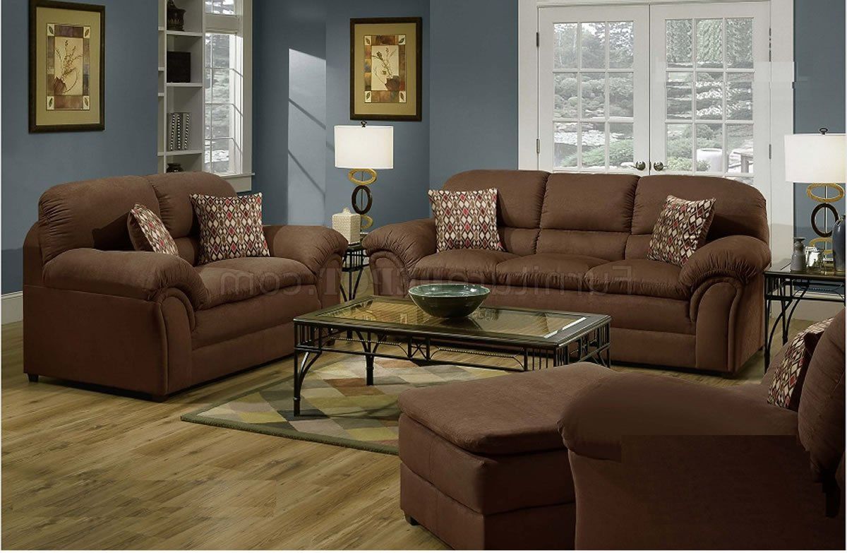 Chocolate Microfiber Contemporary Sofa & Loveseat Setsimmons Intended For Latest 2 Tone Chocolate Microfiber Sofas (View 6 of 15)