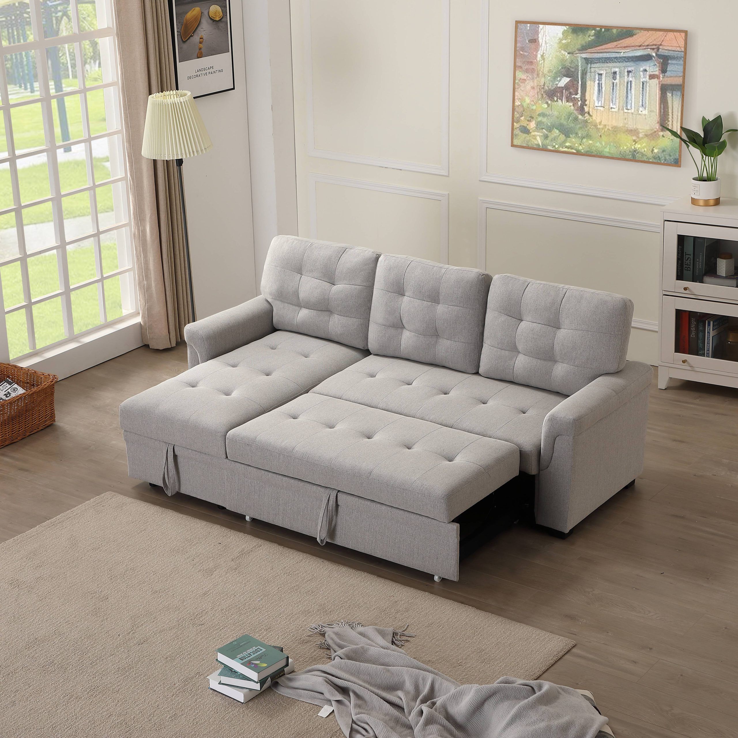 Clearance! 86"w L Shape Sectional Sofa With Reversible Chaise, Mid With Regard To Best And Newest L Shape Couches With Reversible Chaises (Photo 4 of 15)