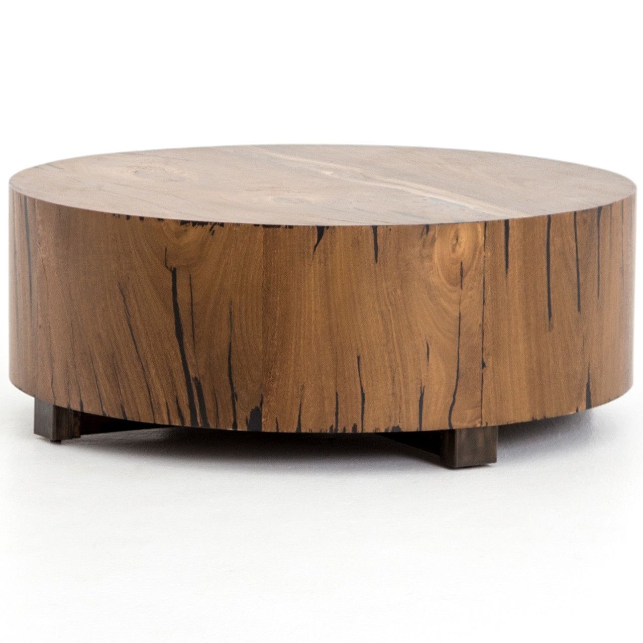 Coffee Tables With Round Wooden Tops Inside Newest Hudson Round Natural Yukas Wood Block Coffee Table (View 5 of 15)