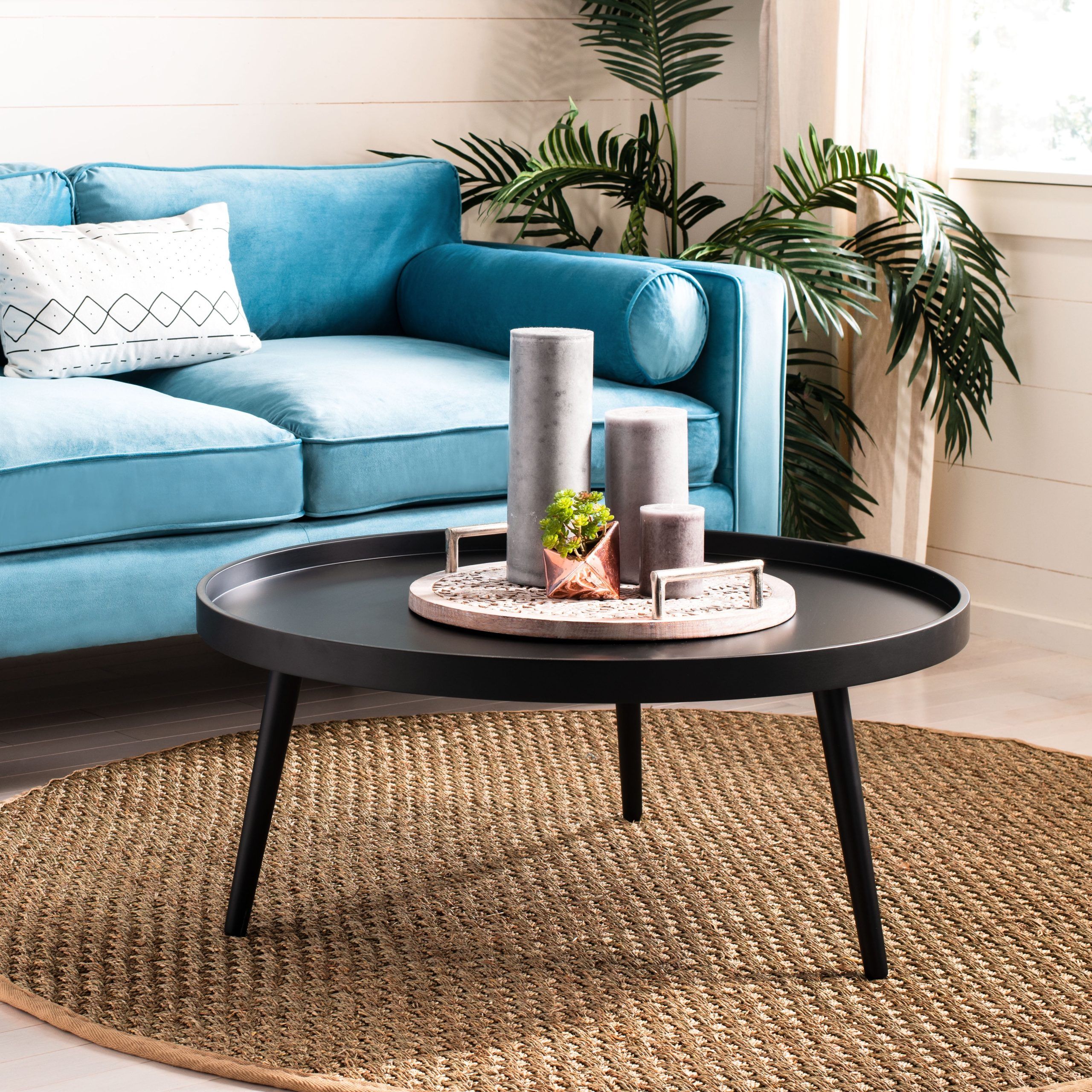 Coffee Tables With Trays Within 2019 Safavieh Fritz Modern Round Tray Top Coffee Table – Walmart (Photo 1 of 15)