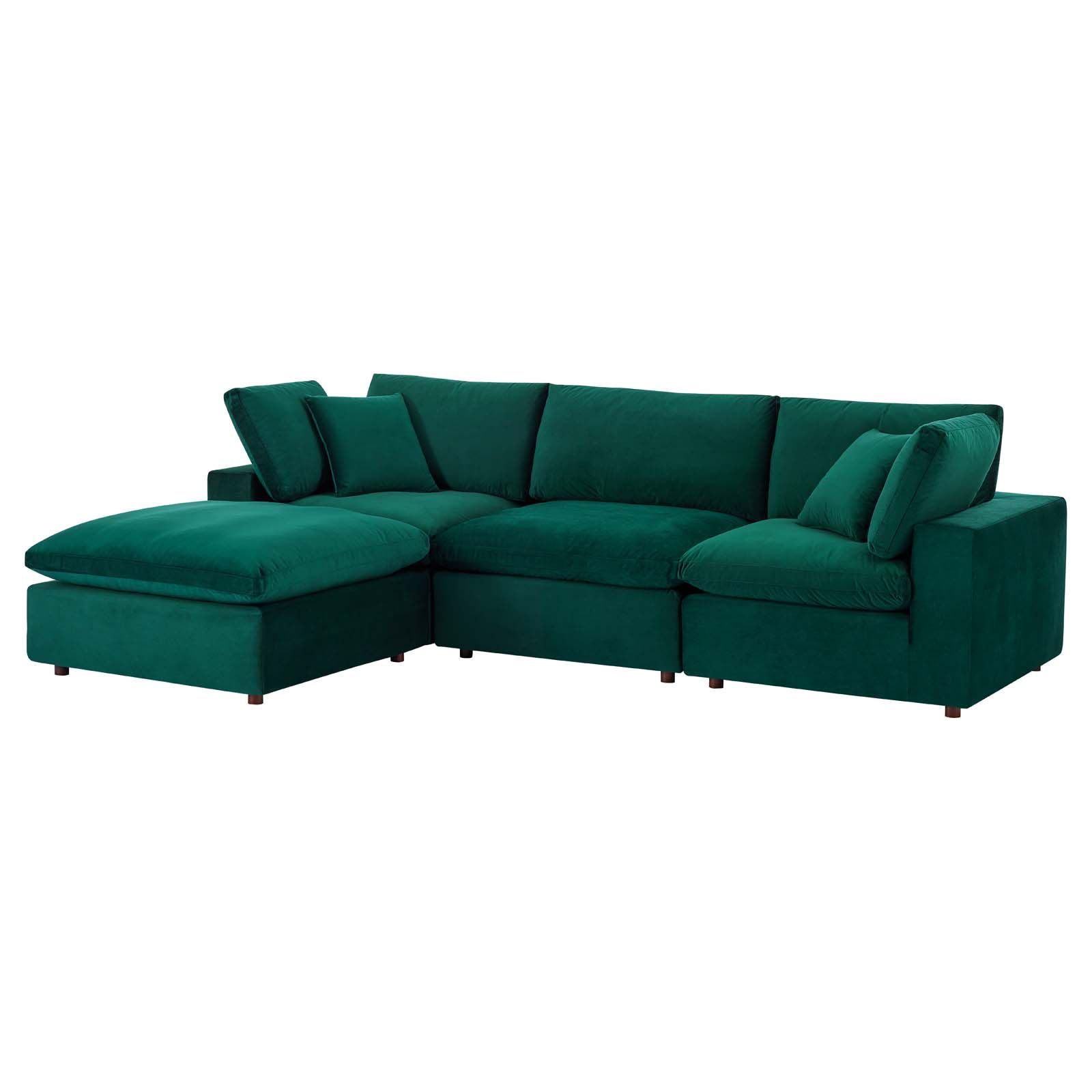 Commix Down Filled Overstuffed Performance Velvet 4 Piece Sectional Within 2018 Green Velvet Modular Sectionals (View 10 of 15)