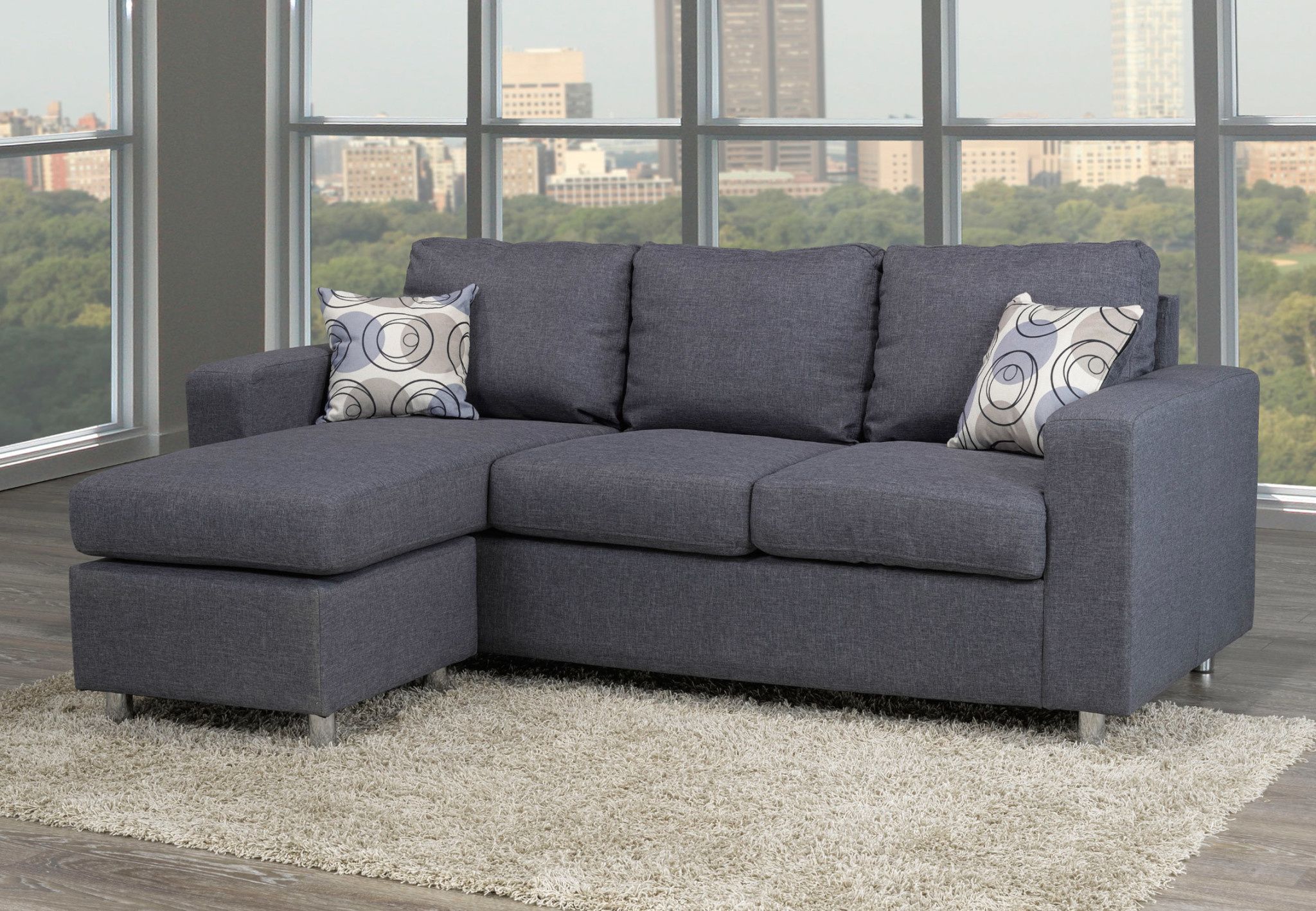 Compact Reversible Grey Sofa Sectional – Dani's Furniture Intended For Most Recently Released Reversible Sectional Sofas (View 5 of 15)