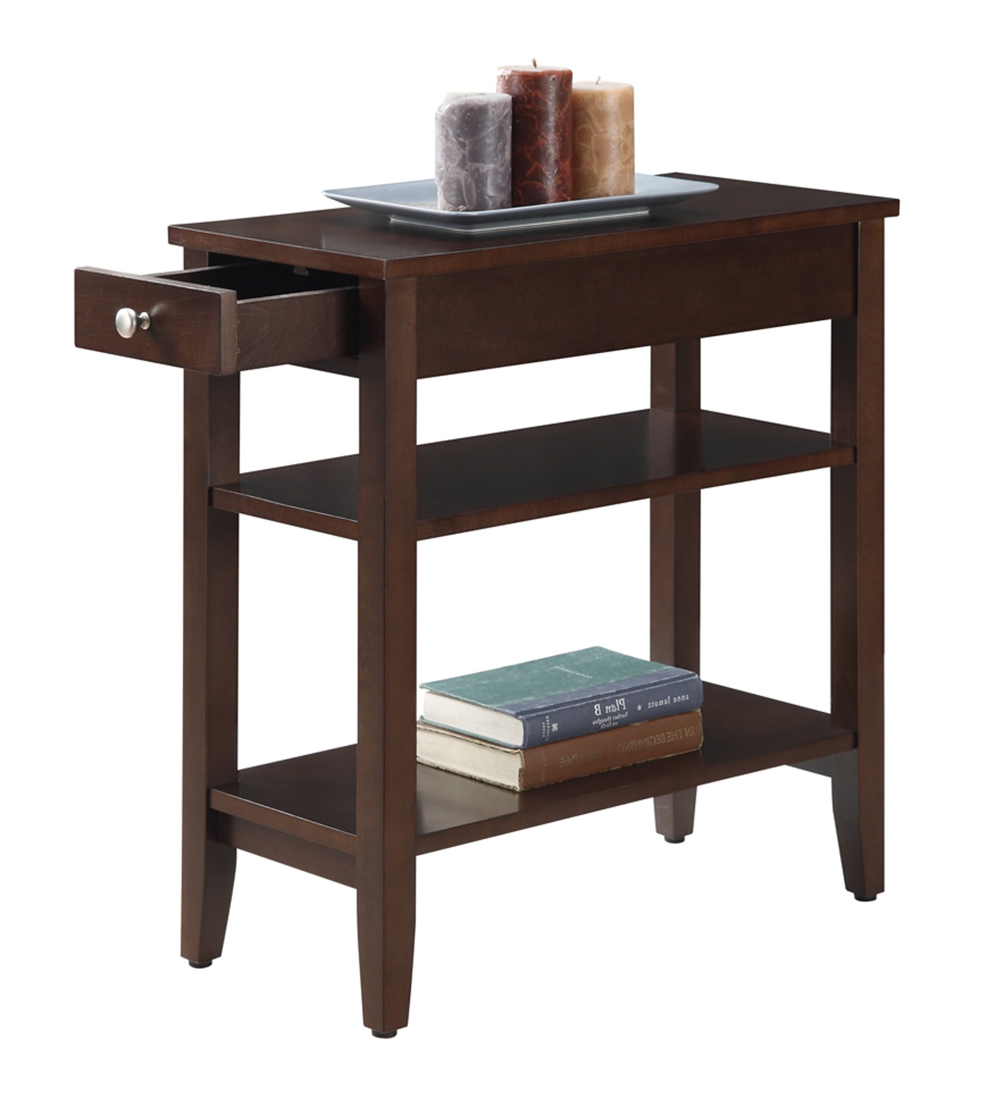 Convenience Concepts American Heritage Three Tier End Table With Drawer Regarding Newest Freestanding Tables With Drawers (View 13 of 15)
