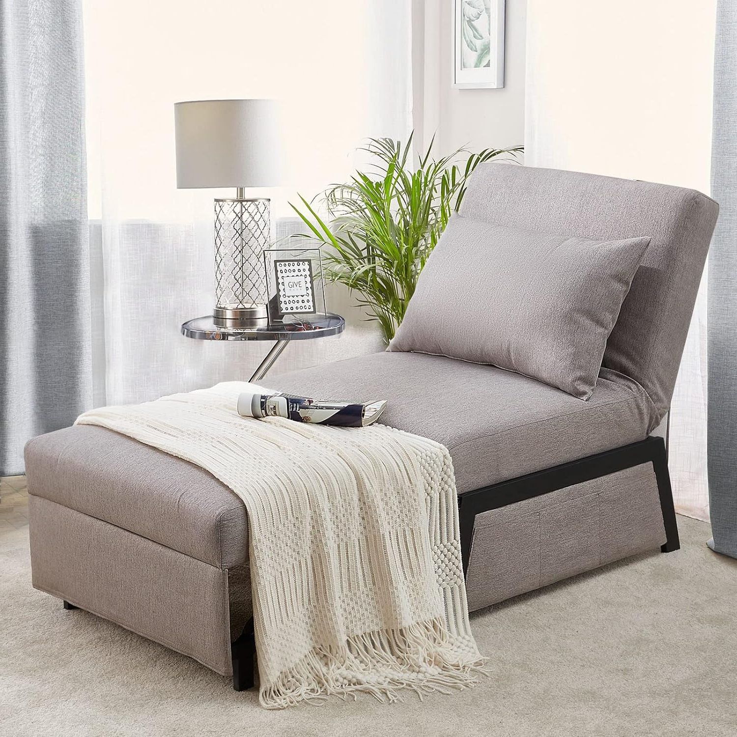 Convertible Light Gray Chair Beds Intended For Most Current Buy Yodolla 3 In 1 Convertible Chair Bed, Multi Function Sleeper Sofa (View 6 of 15)