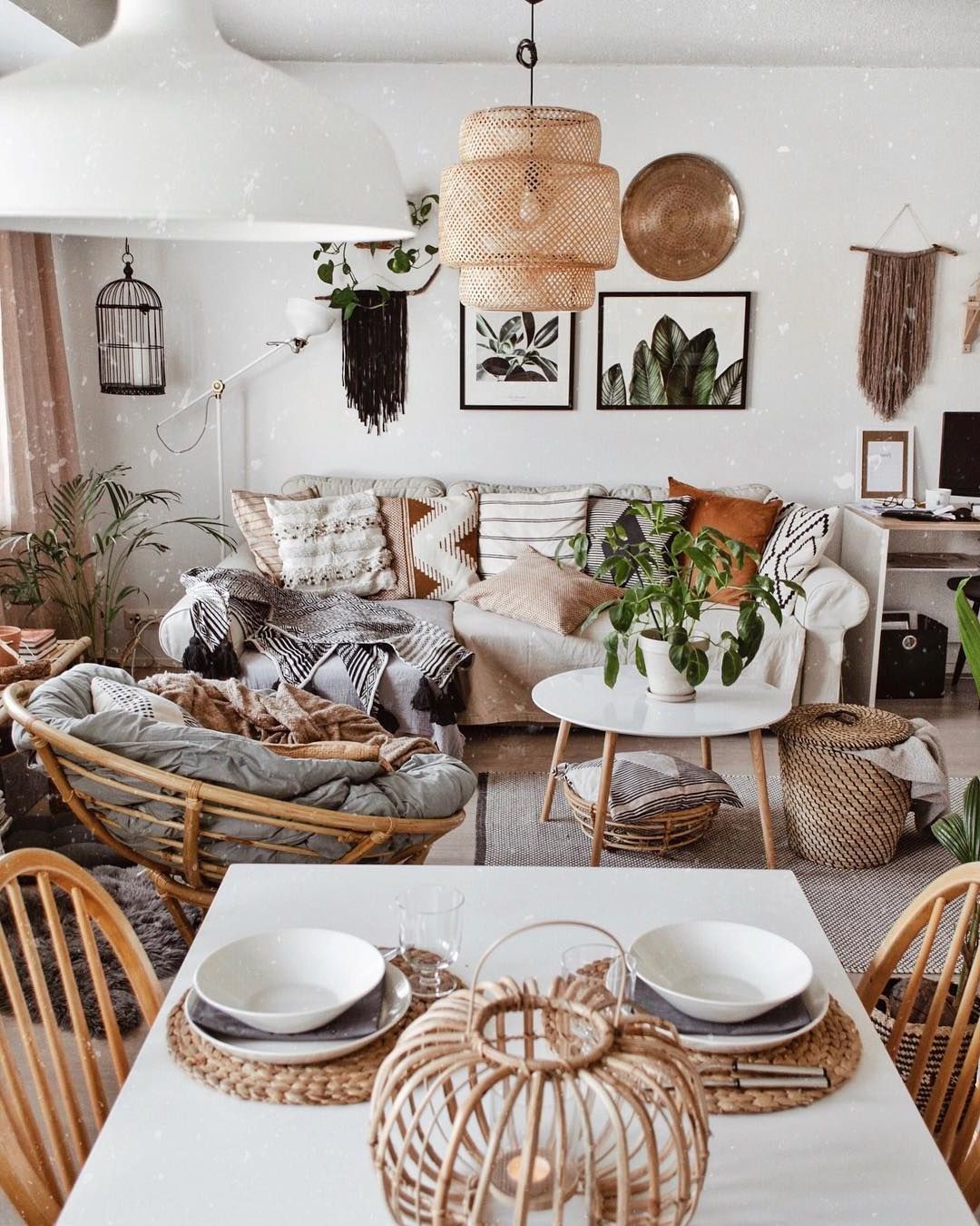 Cozy Living Room With White Interior And Bohemian Style Is Cute And Within Latest Cozy Castle Boho Living Room Tables (View 11 of 15)