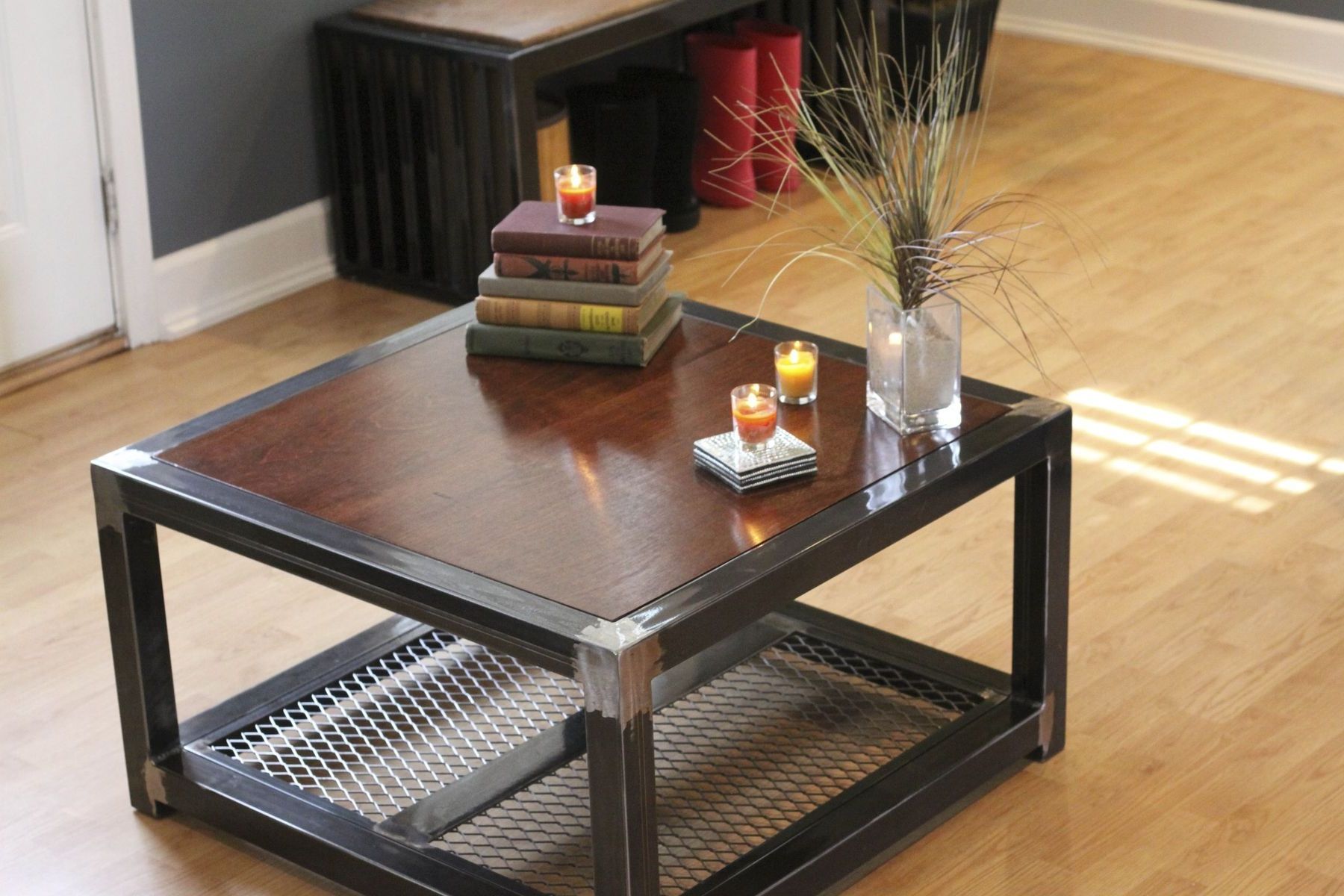 Current Coffee Tables With Metal Legs Pertaining To Custom Made Steel And Wood Coffee Table (View 14 of 15)