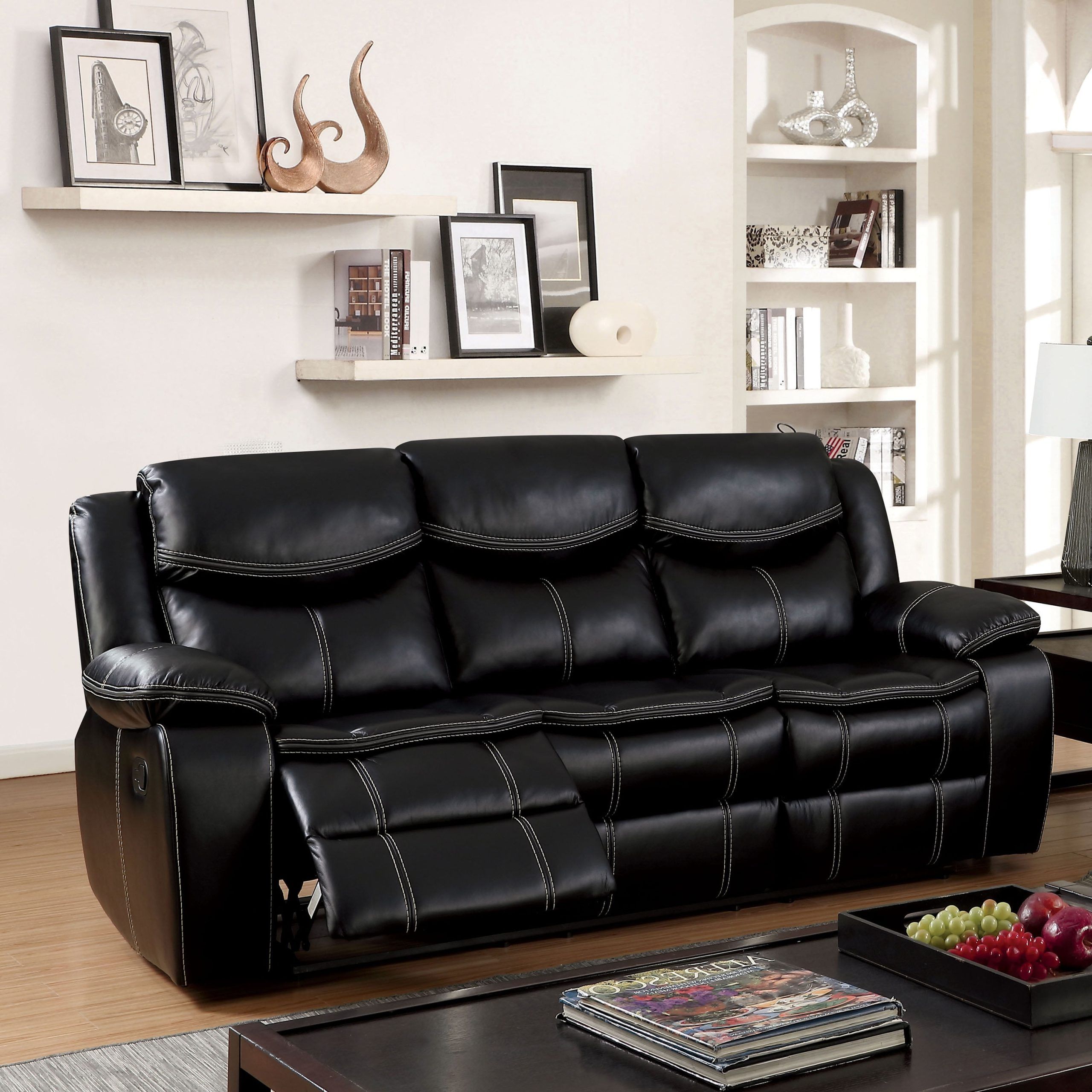 Current Faux Leather Sofas Regarding Furniture Of America Transitional Faux Leather Judson Reclining Sofa (Photo 14 of 15)